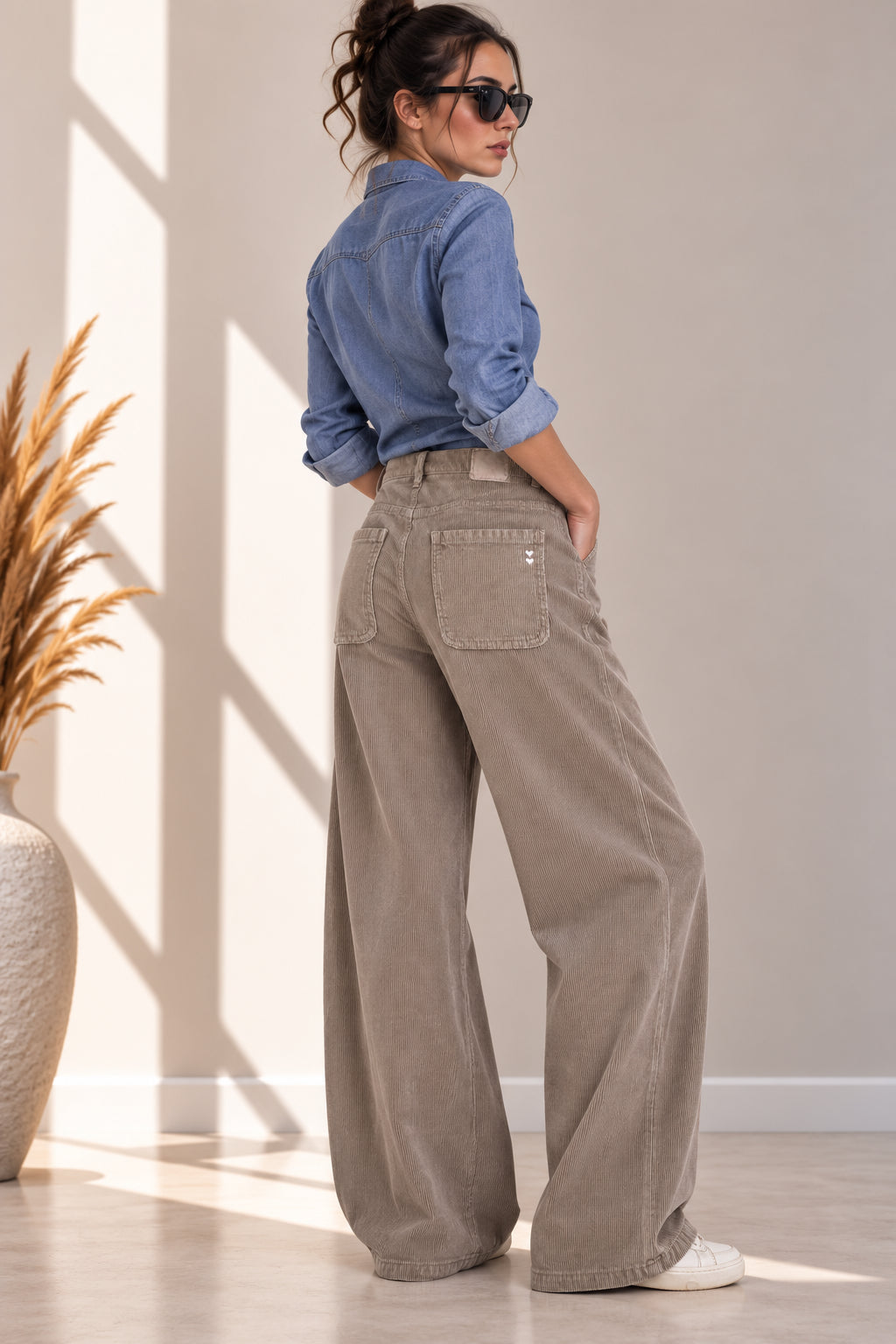 Pantalone wide leg in velluto a coste - PLEASE