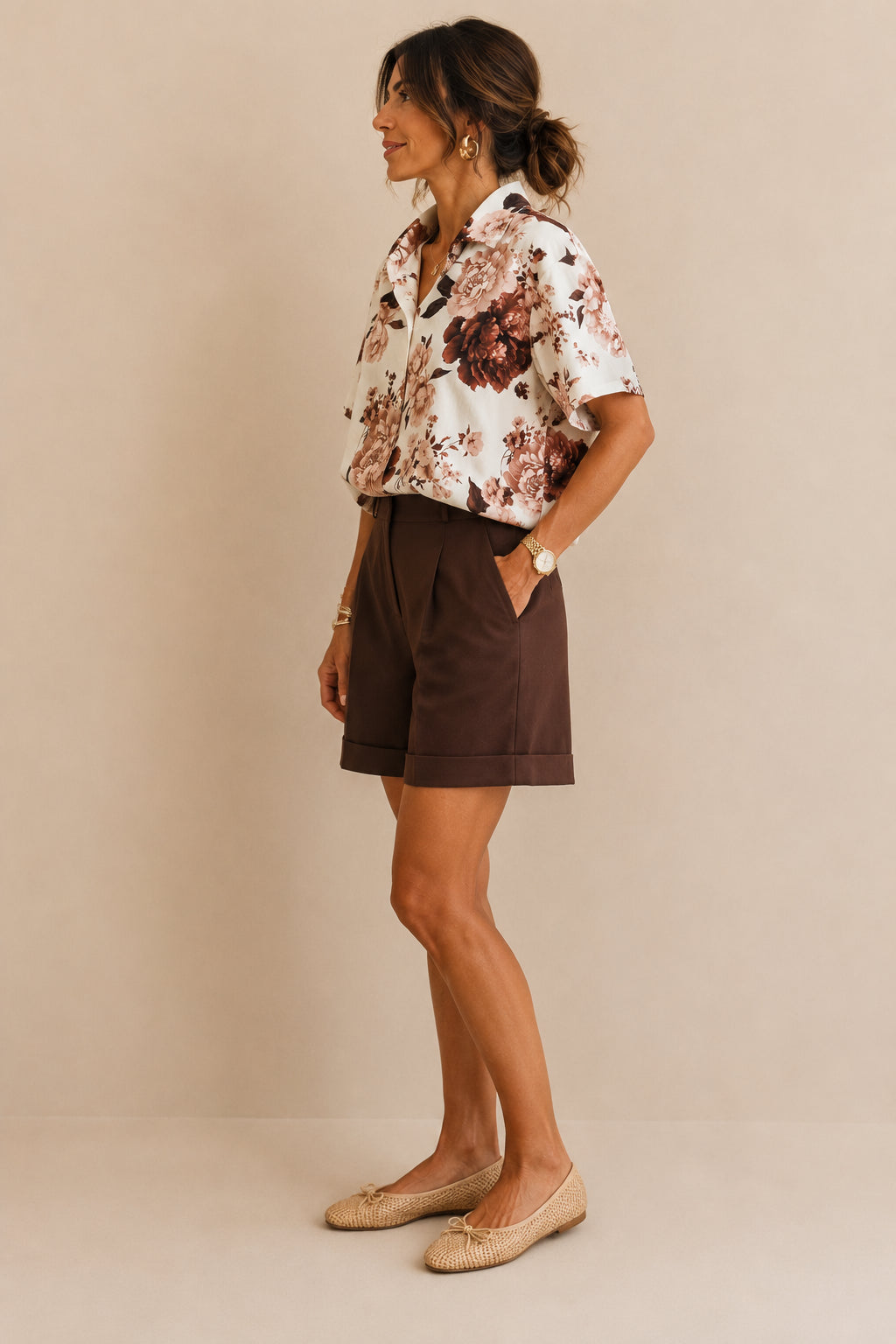 Camicia cropped in tela di cotone floreale - SHE_FLORENCE_LAB