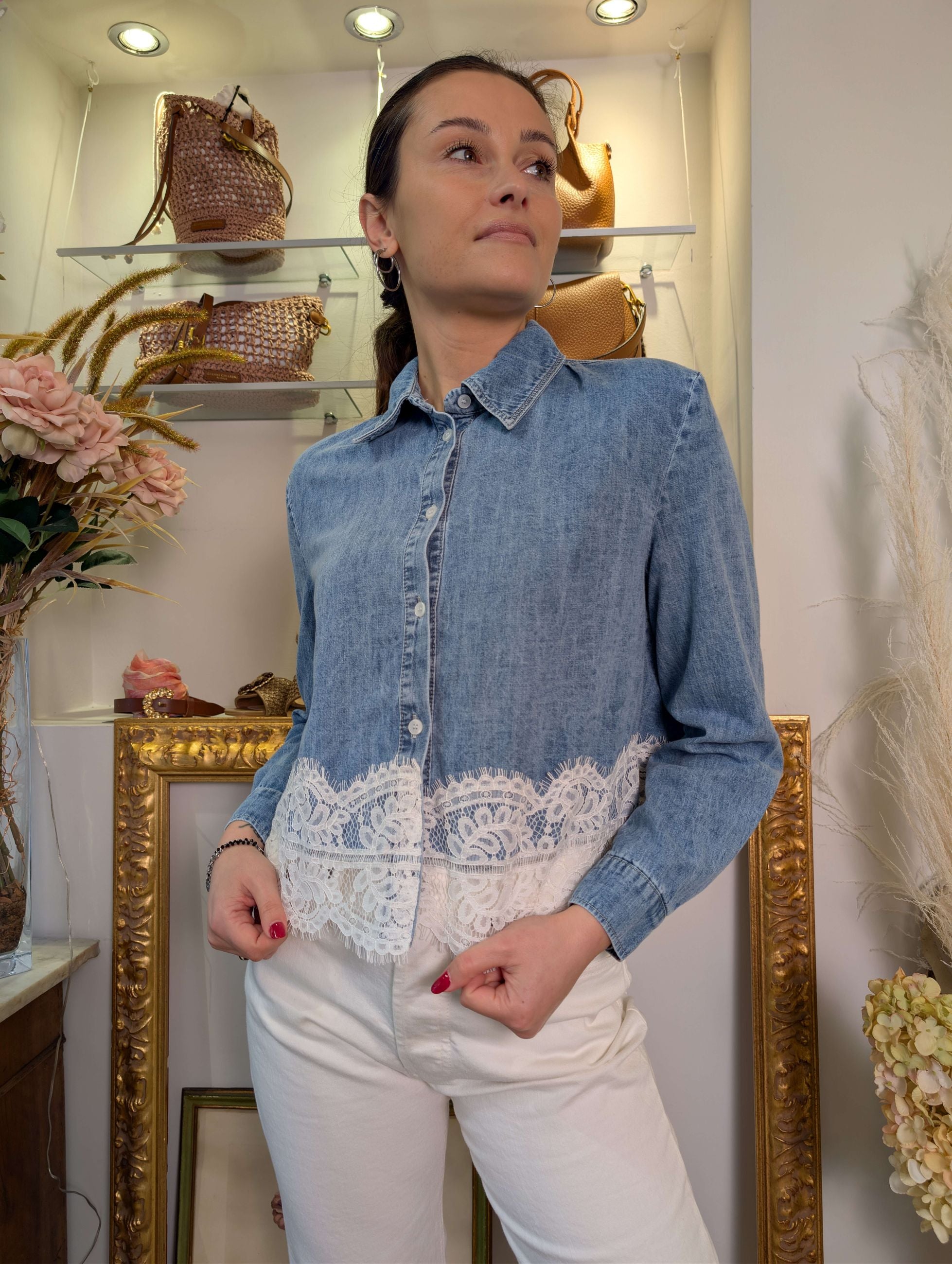 Camicia in denim con pizzo - PLEASE