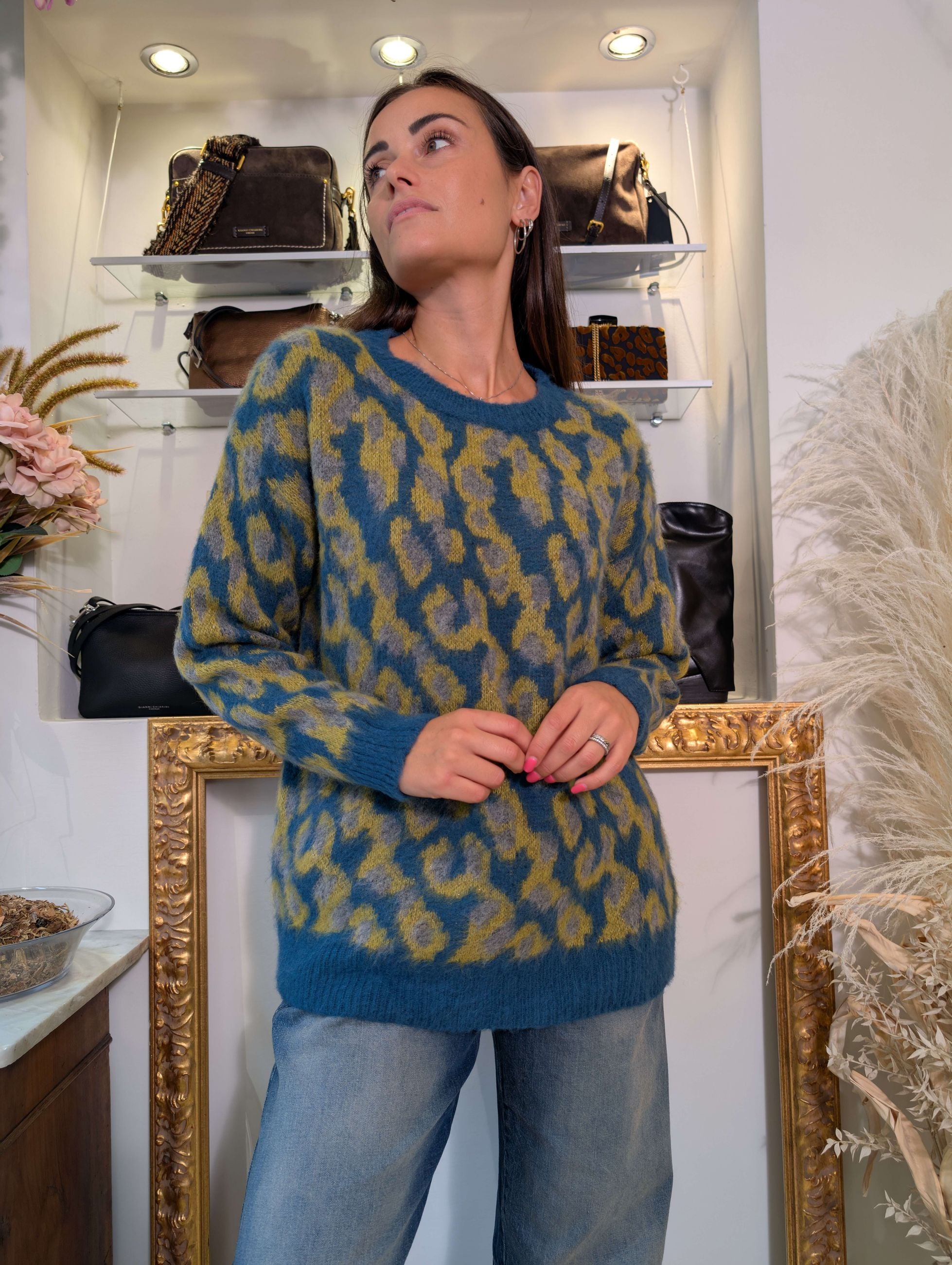 Maglione Jacquard Oversize con Macula Stilizzata Multicolor - HAVE ONE