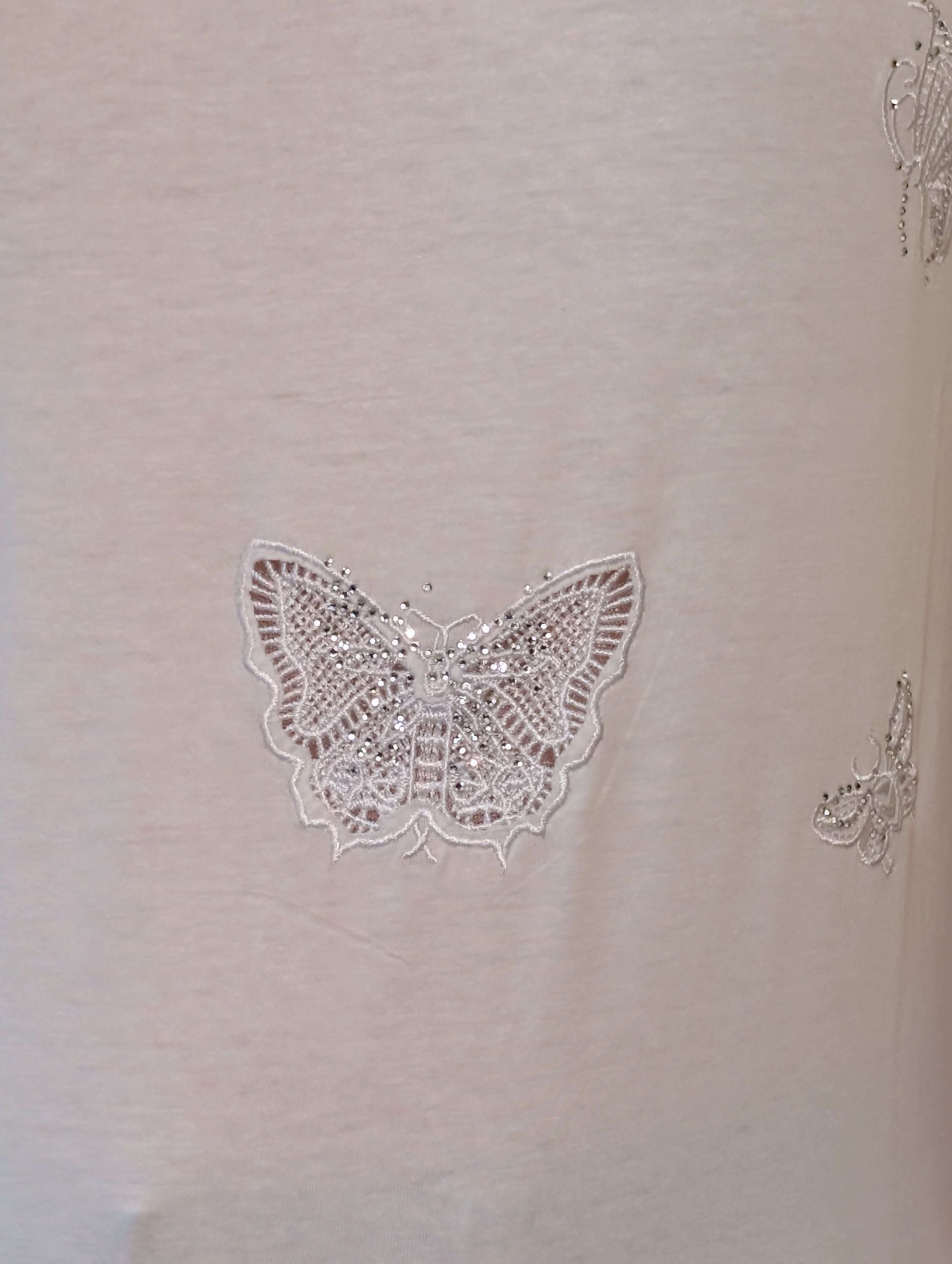T-shirt con ricami farfalle e microstrass - Sandro Ferrone