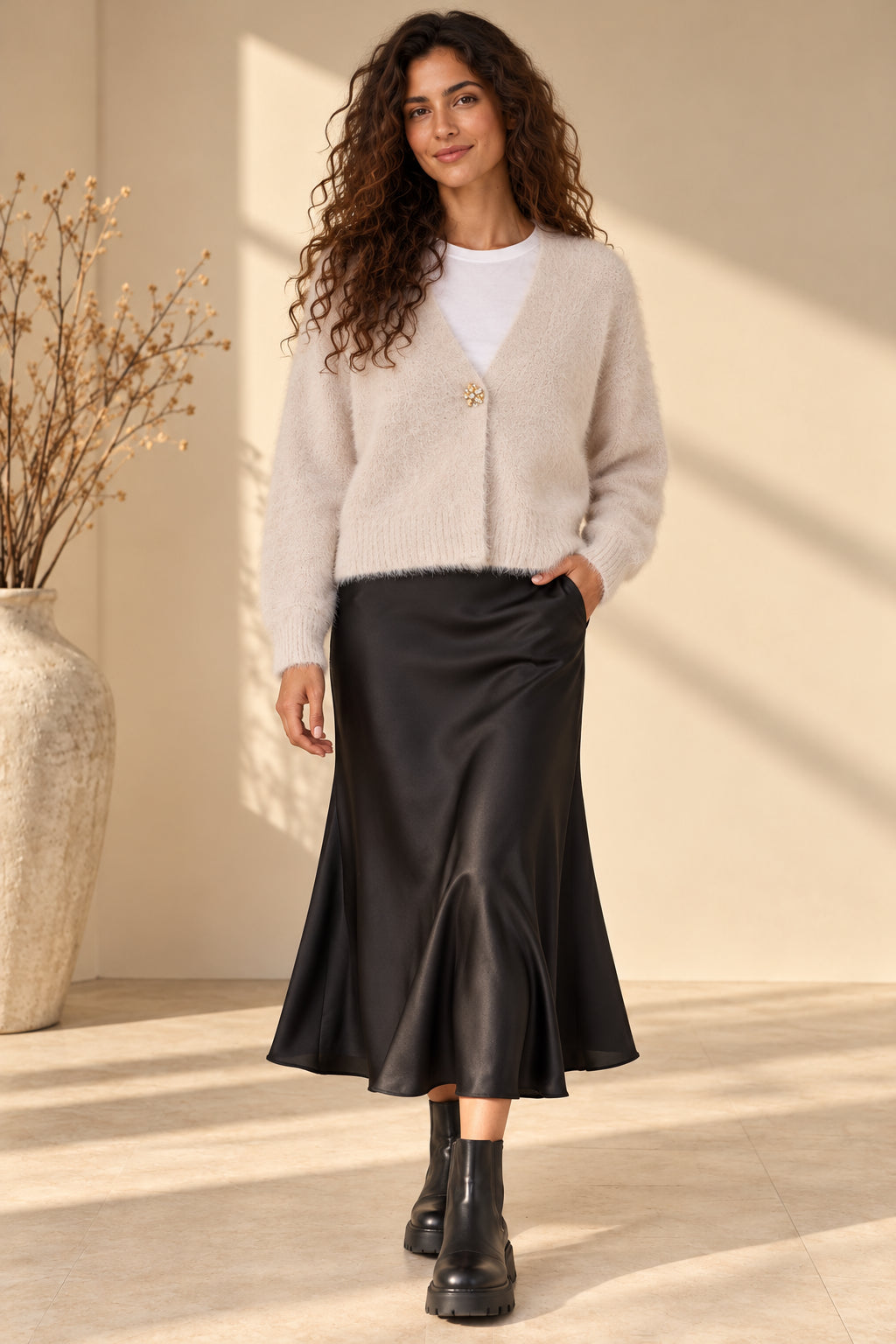 Cardigan Cropped Fluffy MARKUP con Bottone Gioiello - MARKUP DONNA