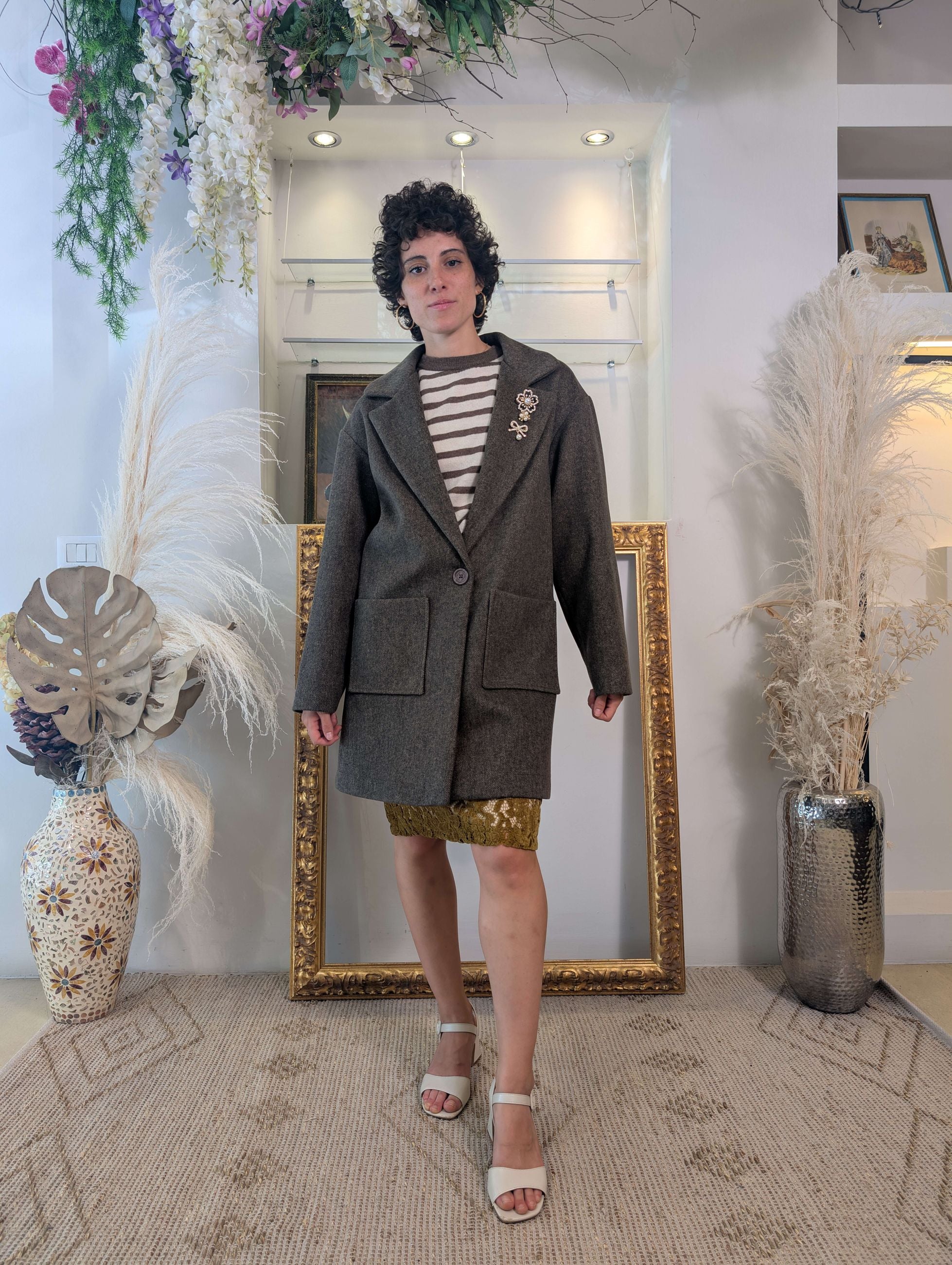 Cappotto melange con spille - LE SARTE DEL SOLE