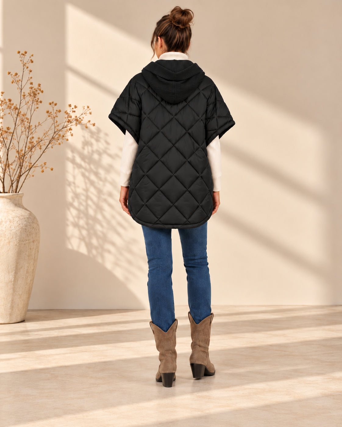 Mantella Trapuntata PLEASE con Cappuccio in Maglia - PLEASE