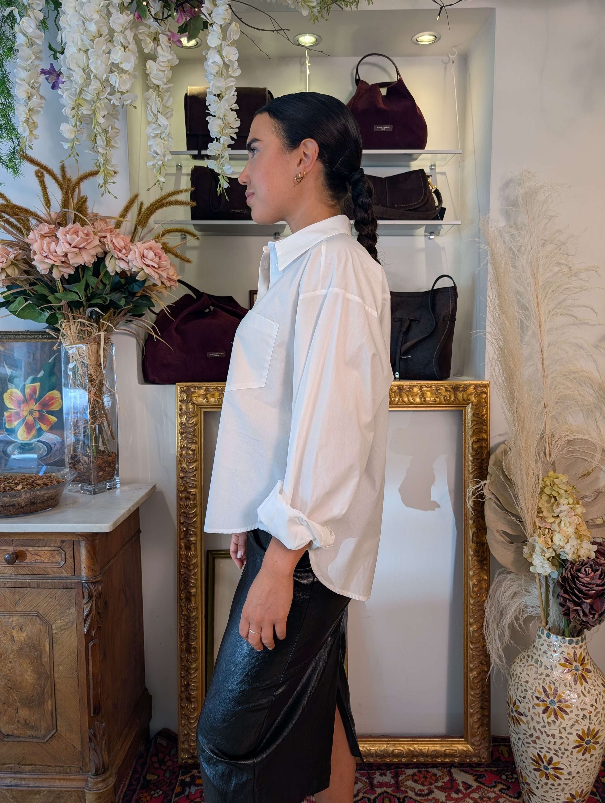 Camicia over in cotone con taschino applicato - TENSIONE IN