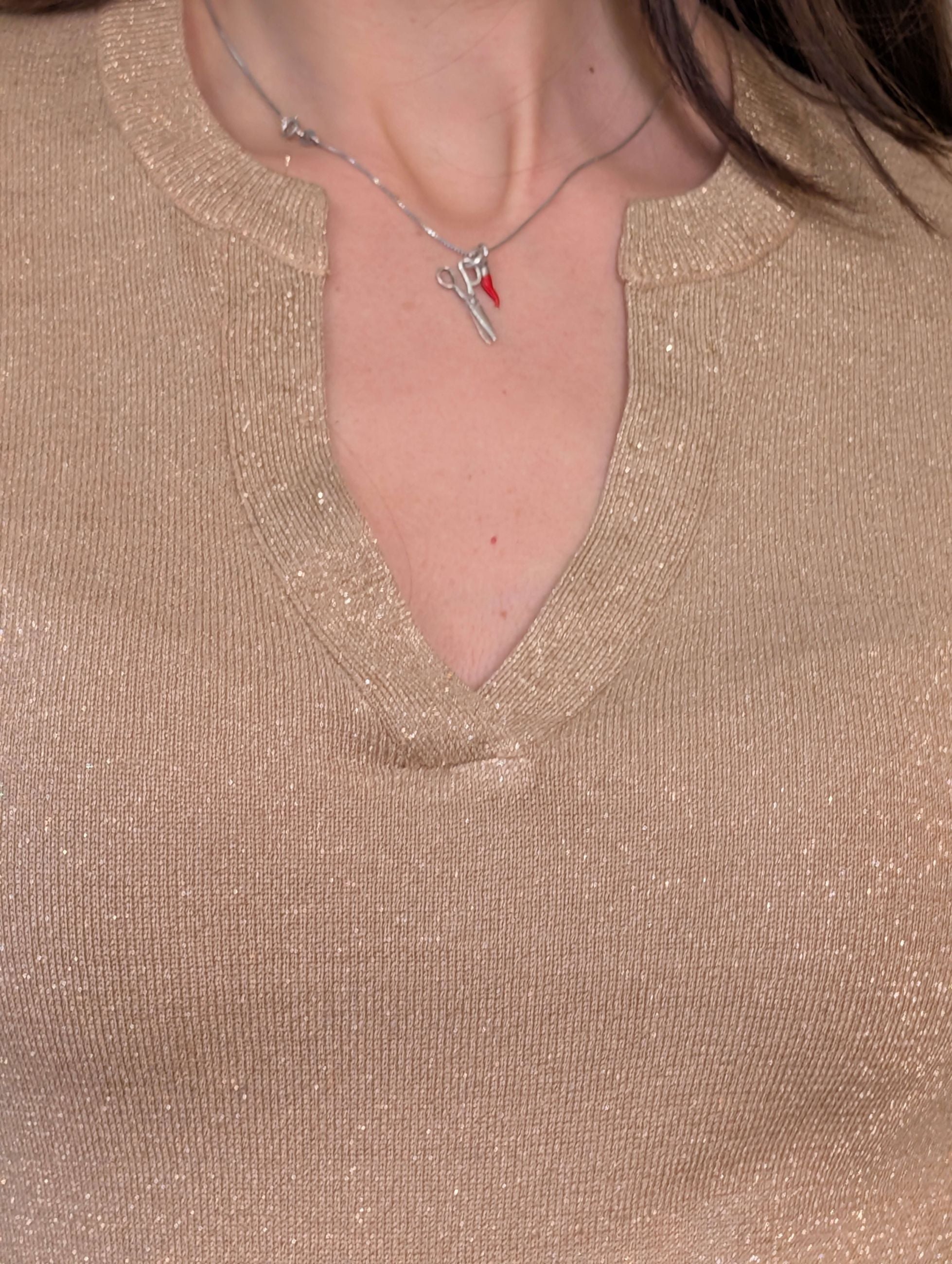 Maglia in lurex con collo alla coreana - MARKUP DONNA
