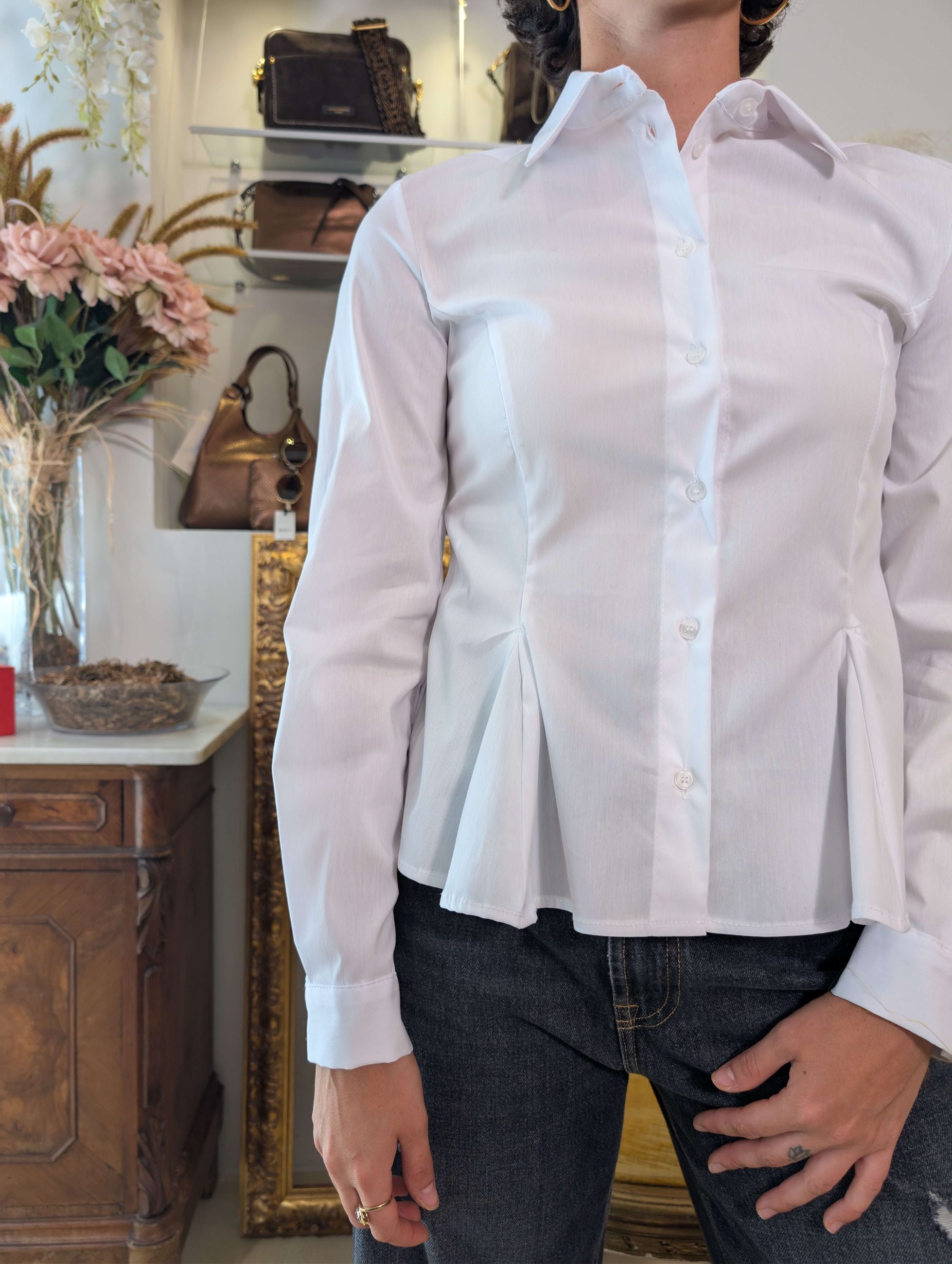 Camicia bianca in popeline elasticizzato – slim fit -