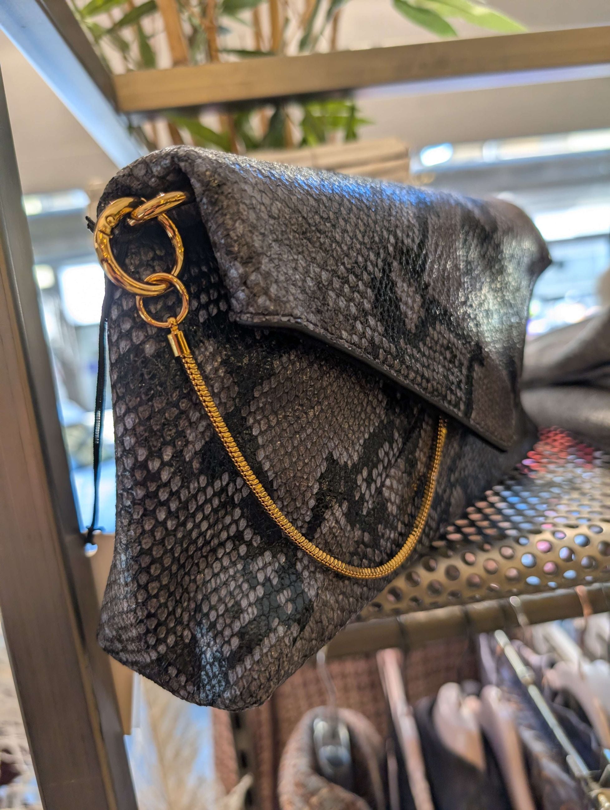 BORSA NOIR CLUTCH SNAKE BLU - NALI'