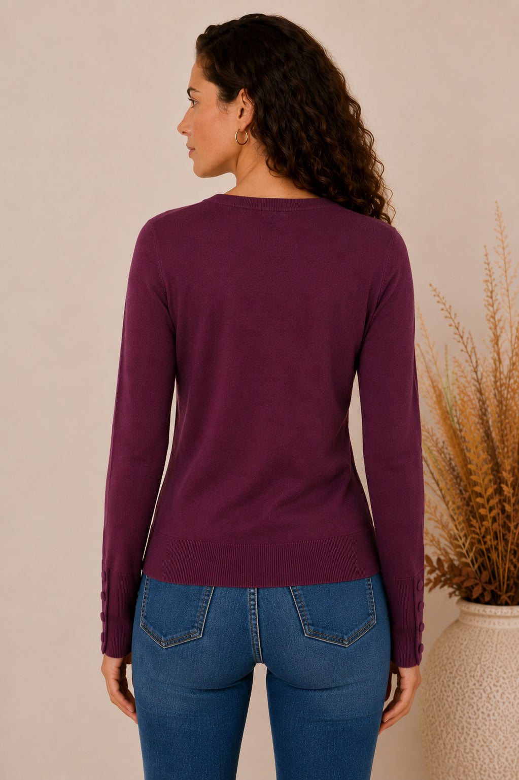 Maglia slim in viscosa con scollo a V e bottoni - MARKUP DONNA
