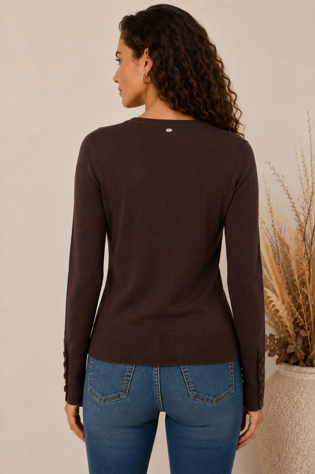 Maglia slim in viscosa con scollo a V e bottoni - MARKUP DONNA