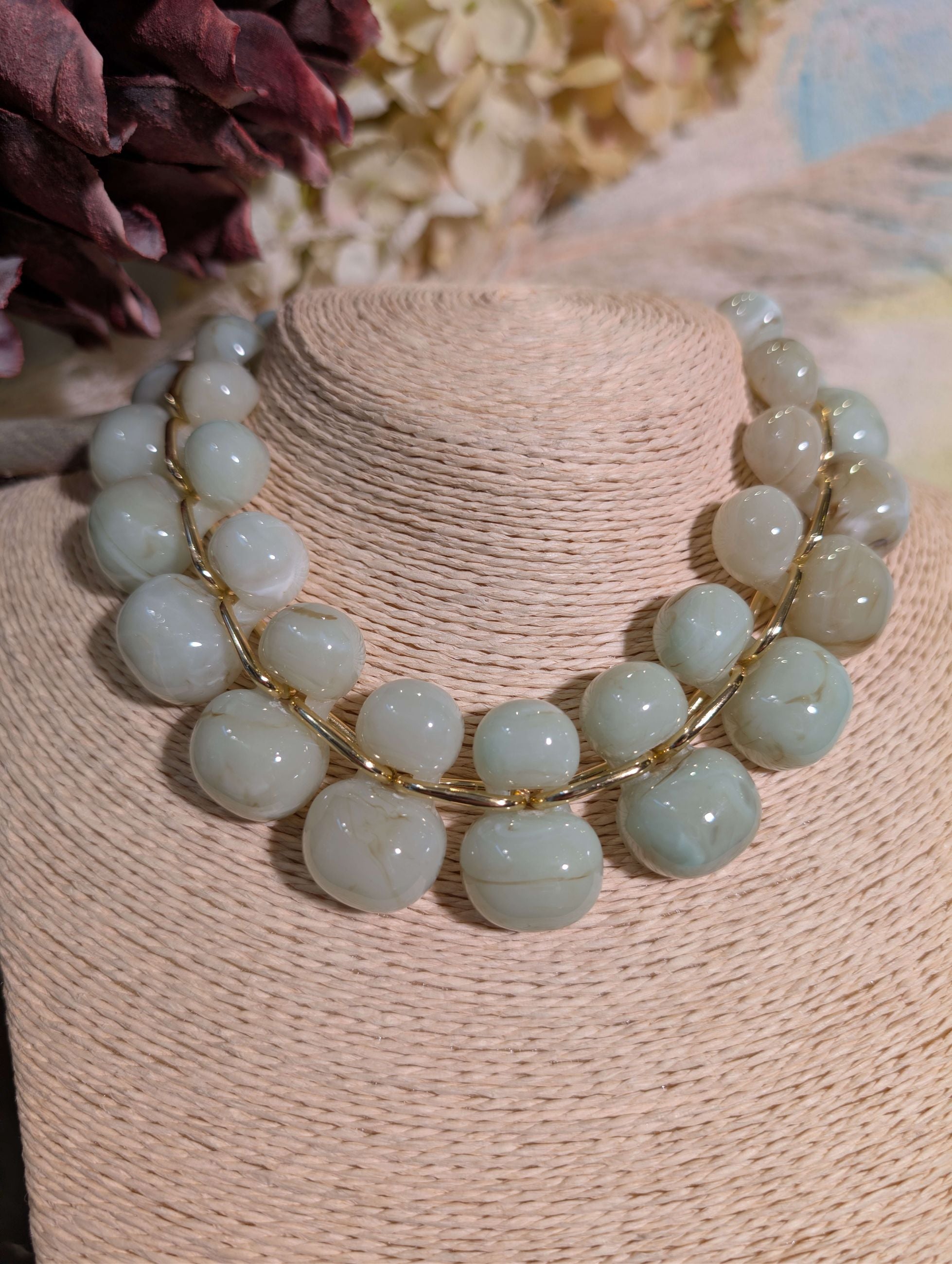 COLLANA GRAPE IN RESINA VERDE ACQUA - NALI'