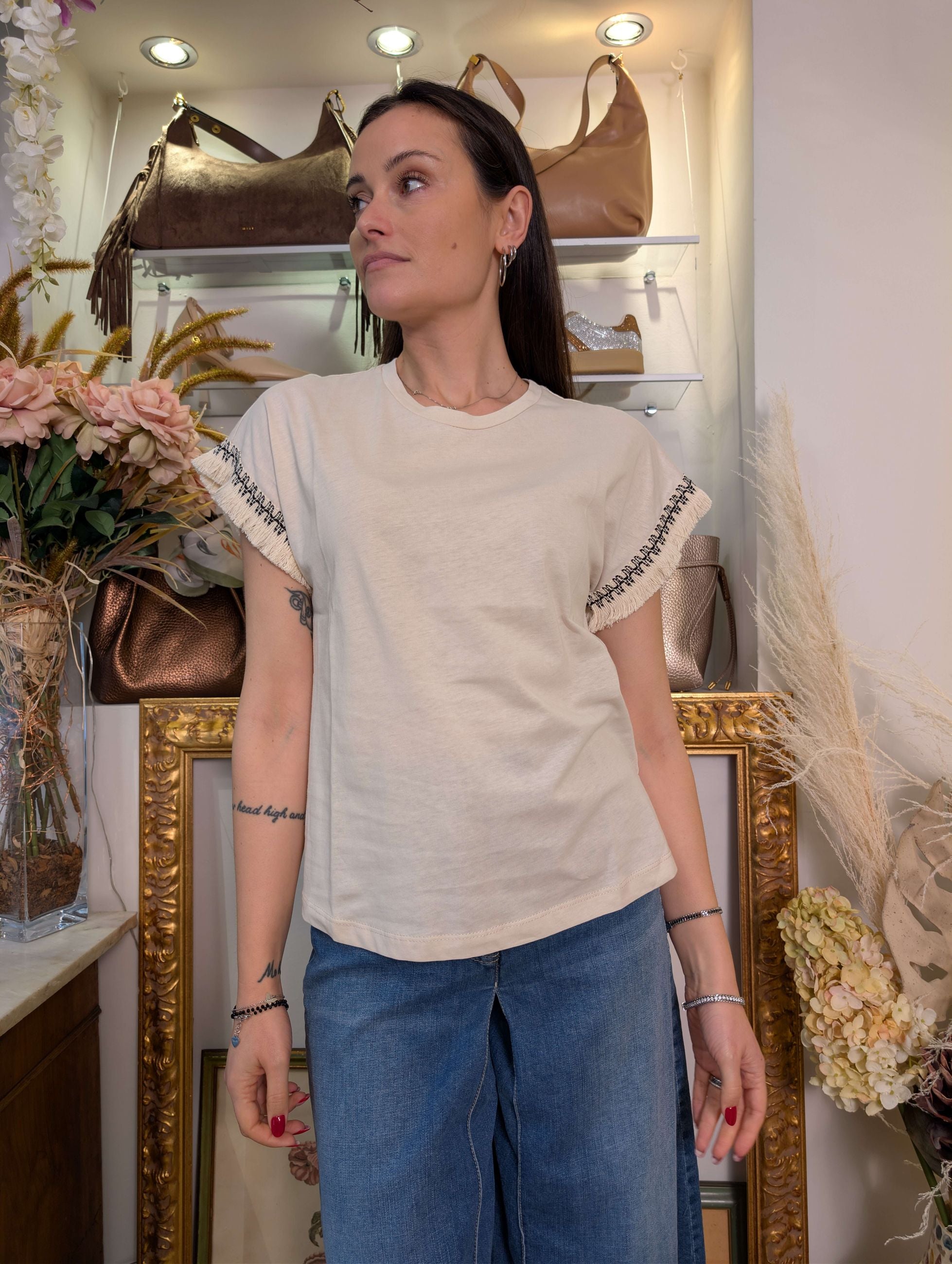 Blusa in jersey di cotone con passamanerie Le Sarte del Sole - LE SARTE DEL SOLE