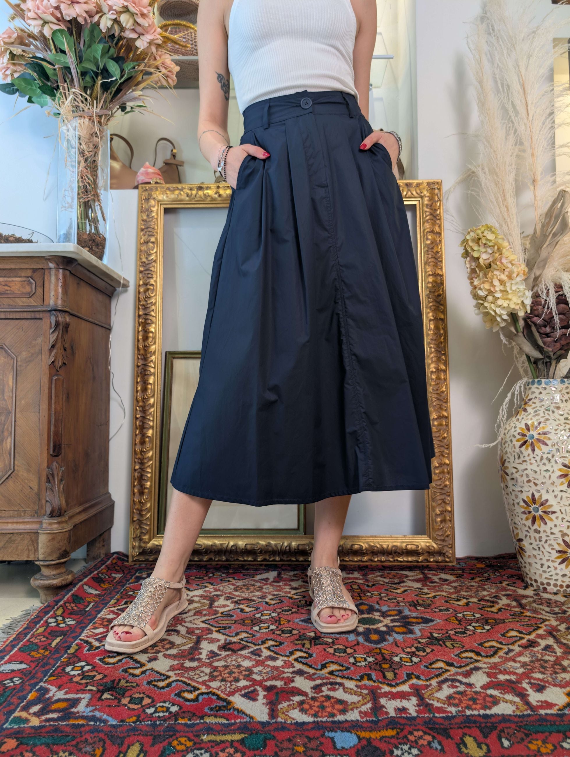 Gonna longuette svasata in tela di cotone  Le Sarte del Sole - LE SARTE DEL SOLE