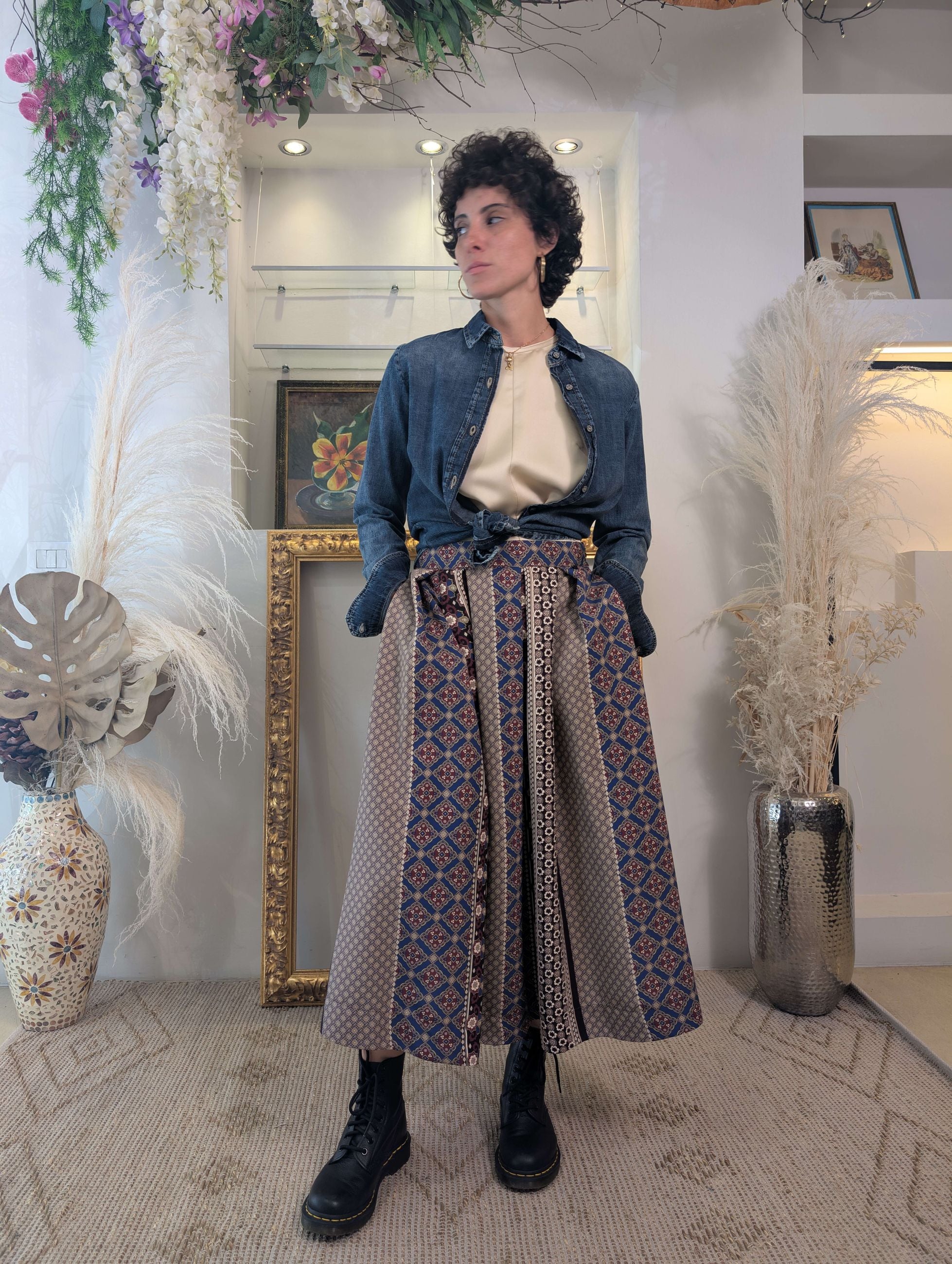 Gonna couture midi in ottoman jacquard - DIXIE