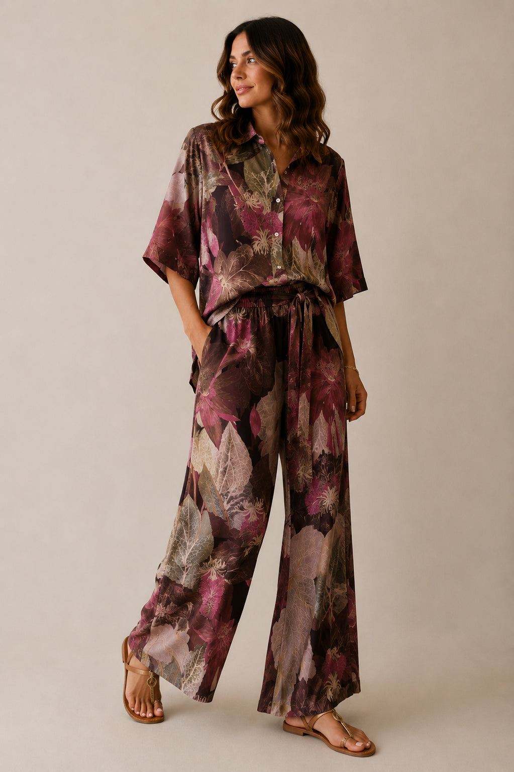 Camicia in raso stampa jungle - MARKUP DONNA