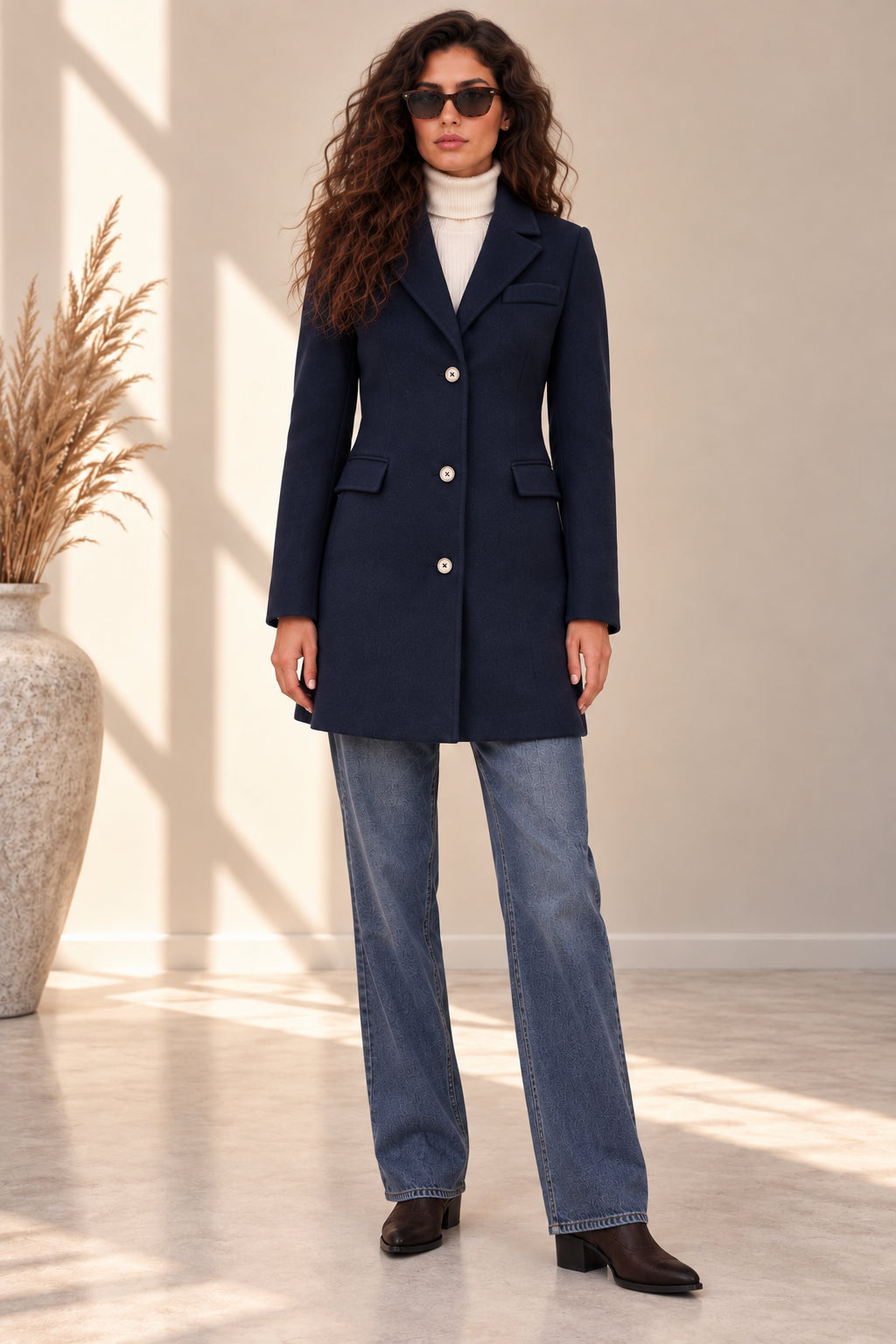 Cappottino slim fit in panno diagonale con impunture sartoriali - MARKUP DONNA