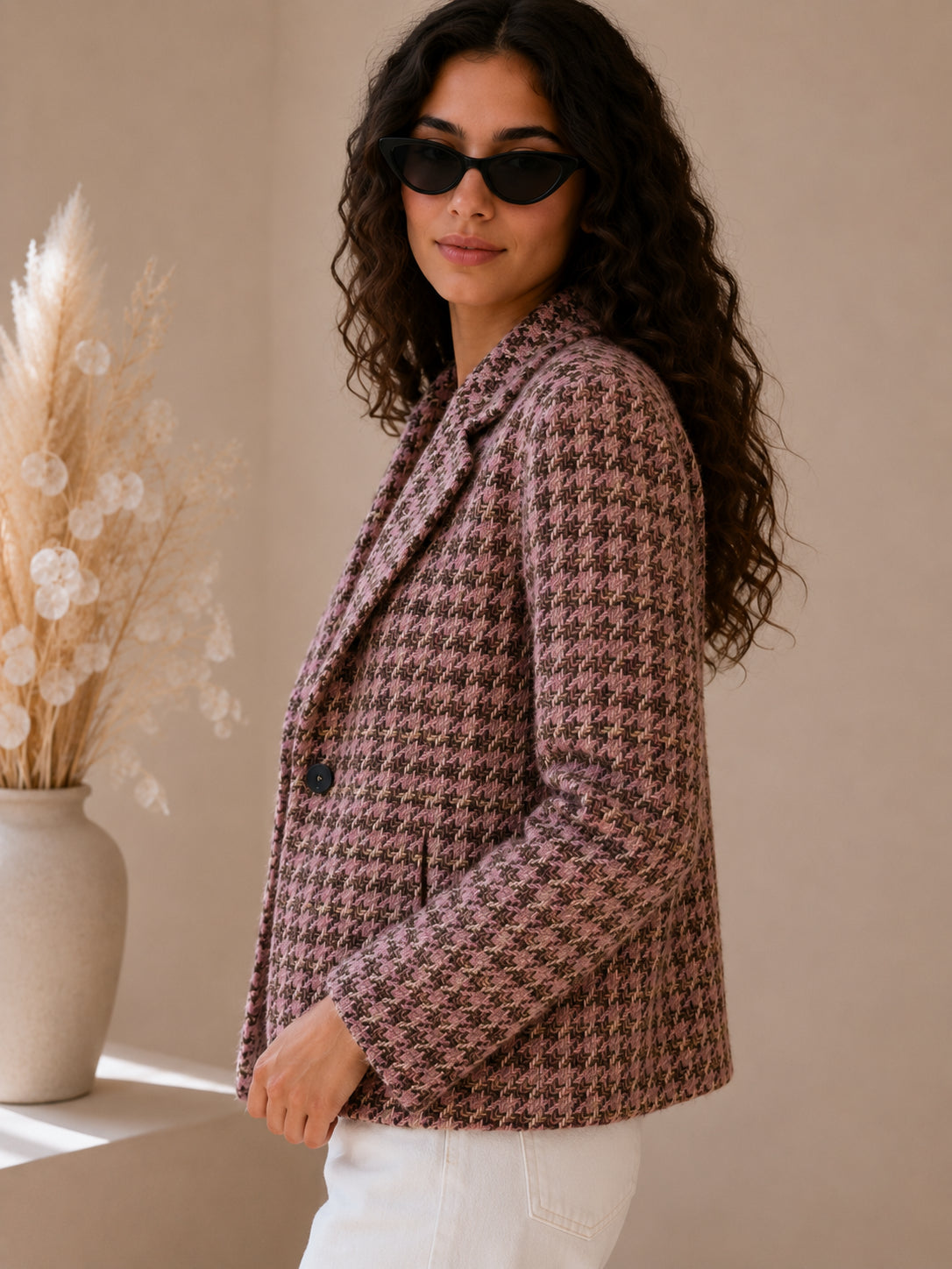 Giacca in pied de poule multicolor con filo lurex - VICOLO
