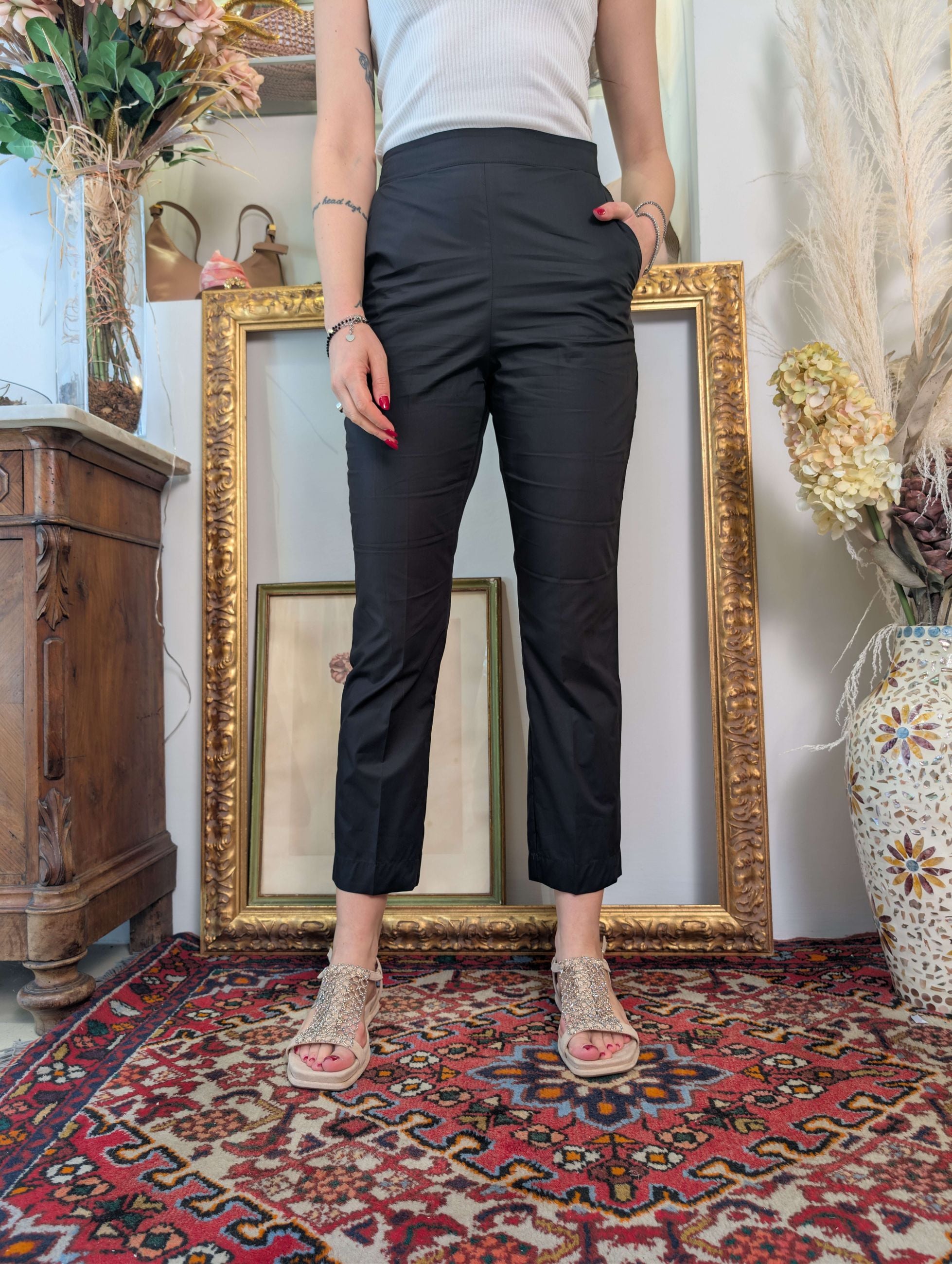 Pantalone a sigaretta in tela di cotone Le Sarte del Sole. - LE SARTE DEL SOLE