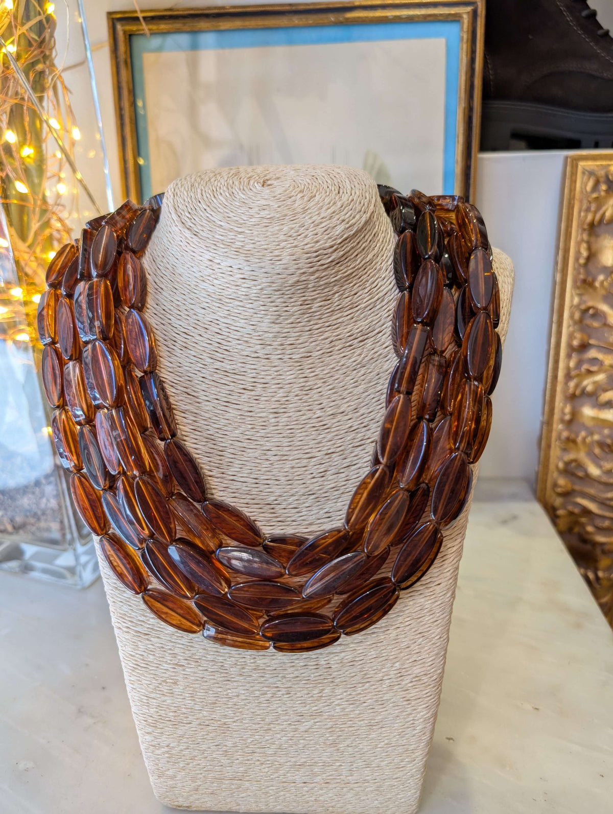 COLLANA AGATA MULTIFILO IN RESINA MARRONE - NALI'