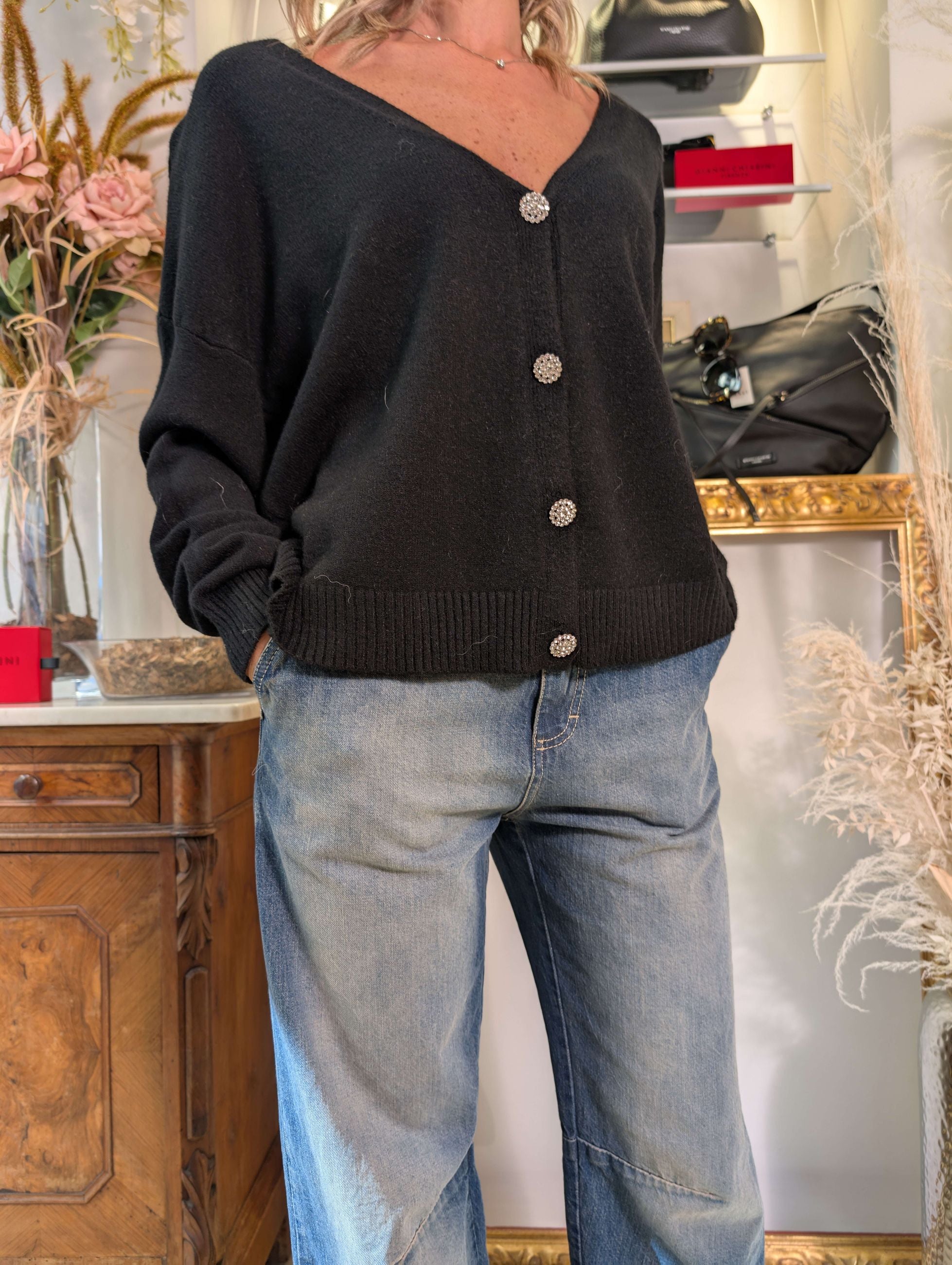 Cardigan con bottoni gioiello - SHE_FLORENCE_LAB