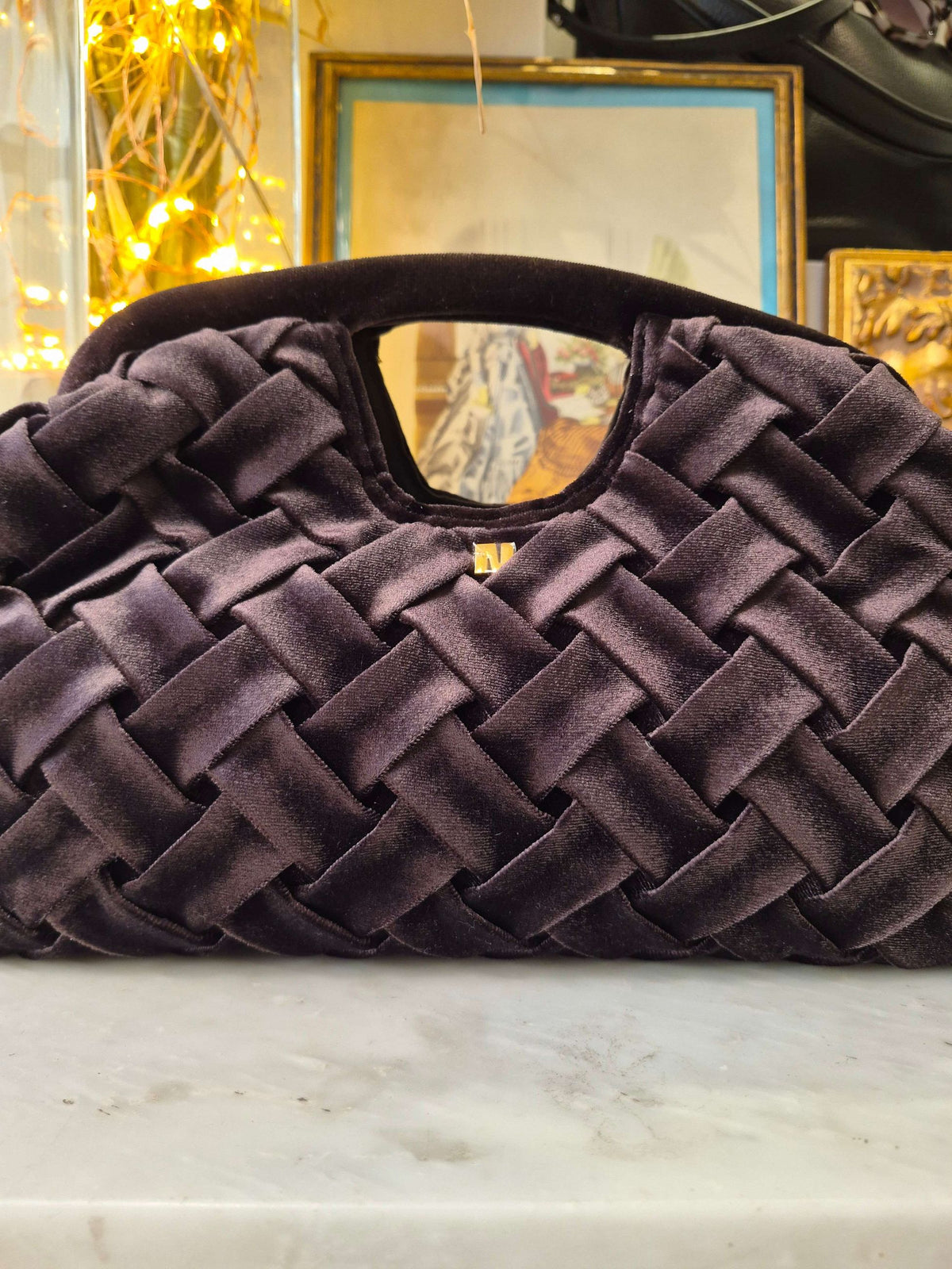 BORSA QUEEN A MANO INTRECCIATA MARRONE - NALI'