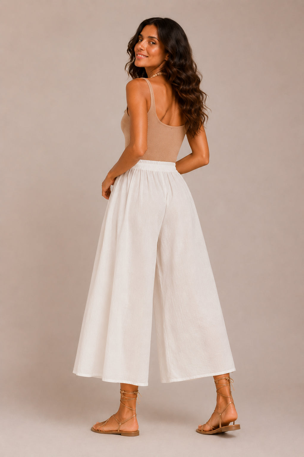 Panta cropped ampio in mussola di cotone - SHE_FLORENCE_LAB