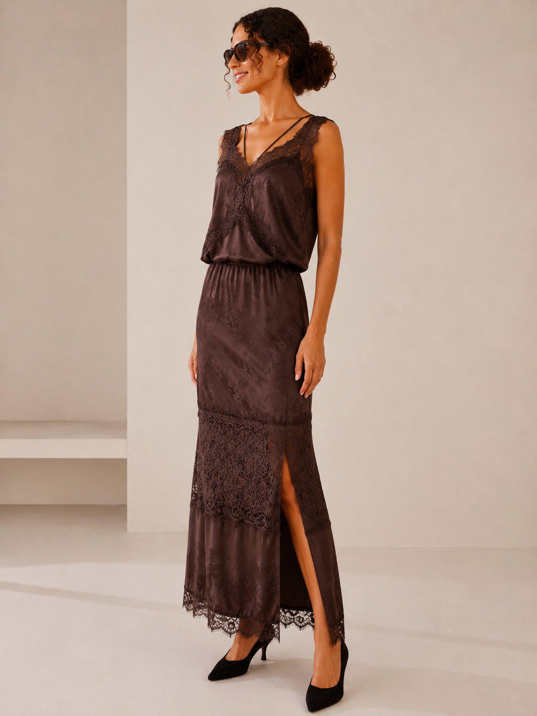 Gonna lunga in raso jacquard - VICOLO