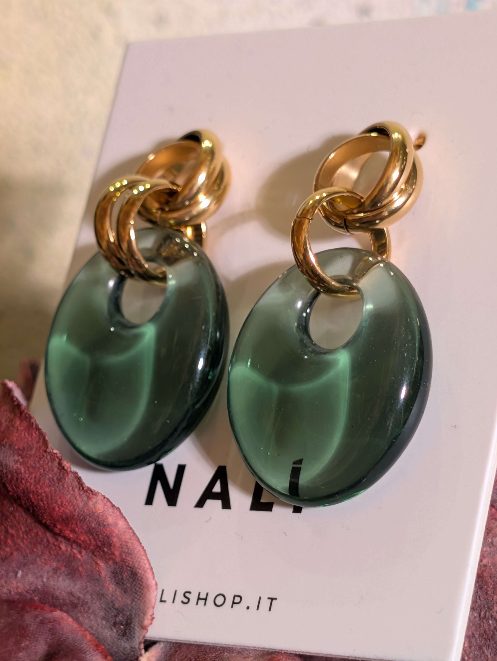 ORECCHINI NADIA OVALI  IN RESINA  VERDE - NALI'