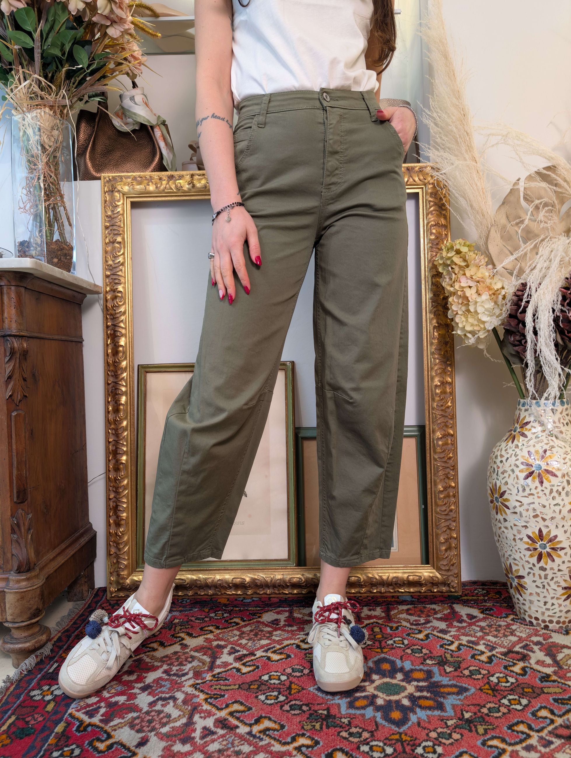 Panta baggy in gabardina di cotone - PLEASE