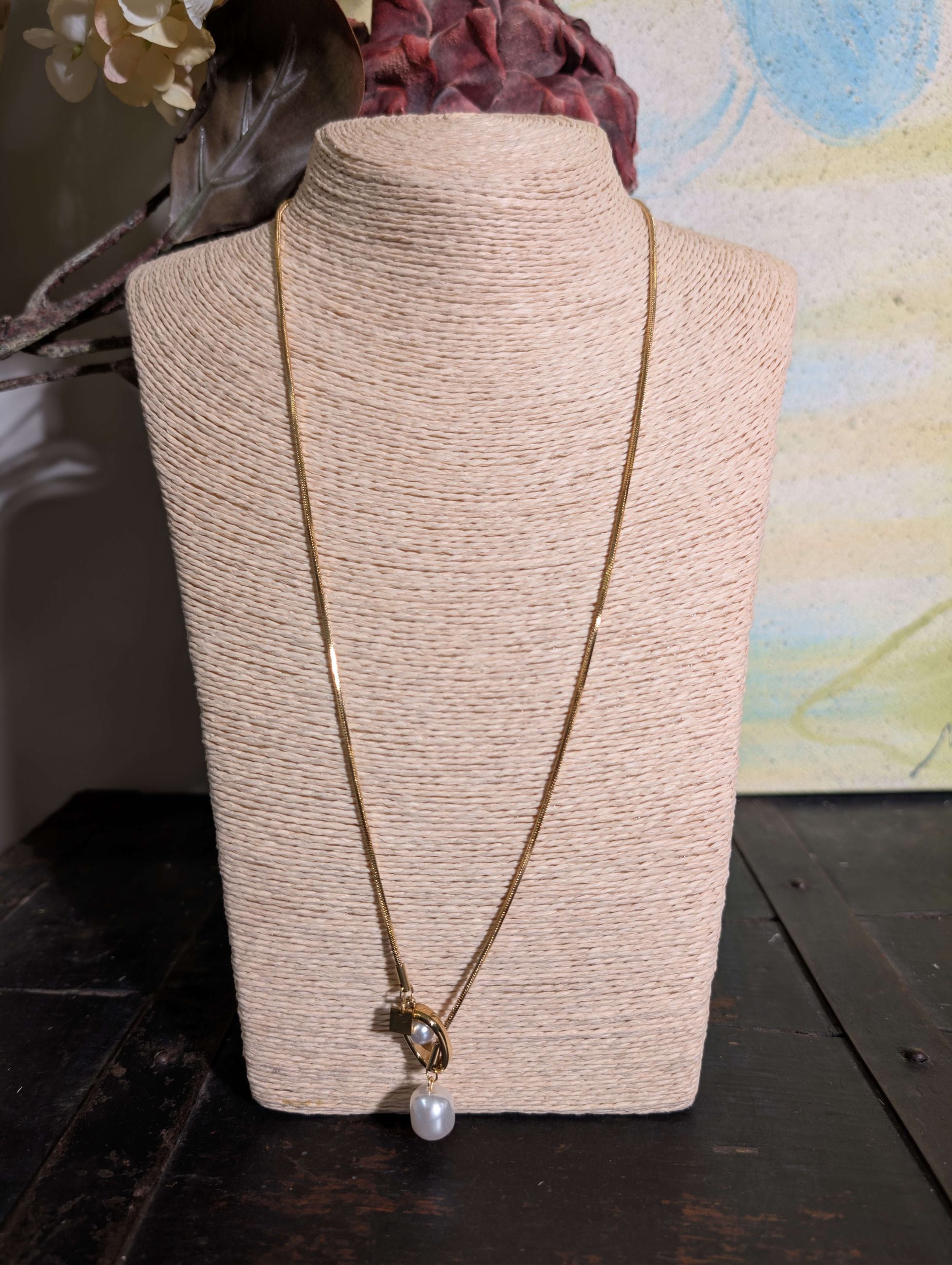 COLLANA LUNGA CON PENDENTE PERLA ACC ORO - NALI'
