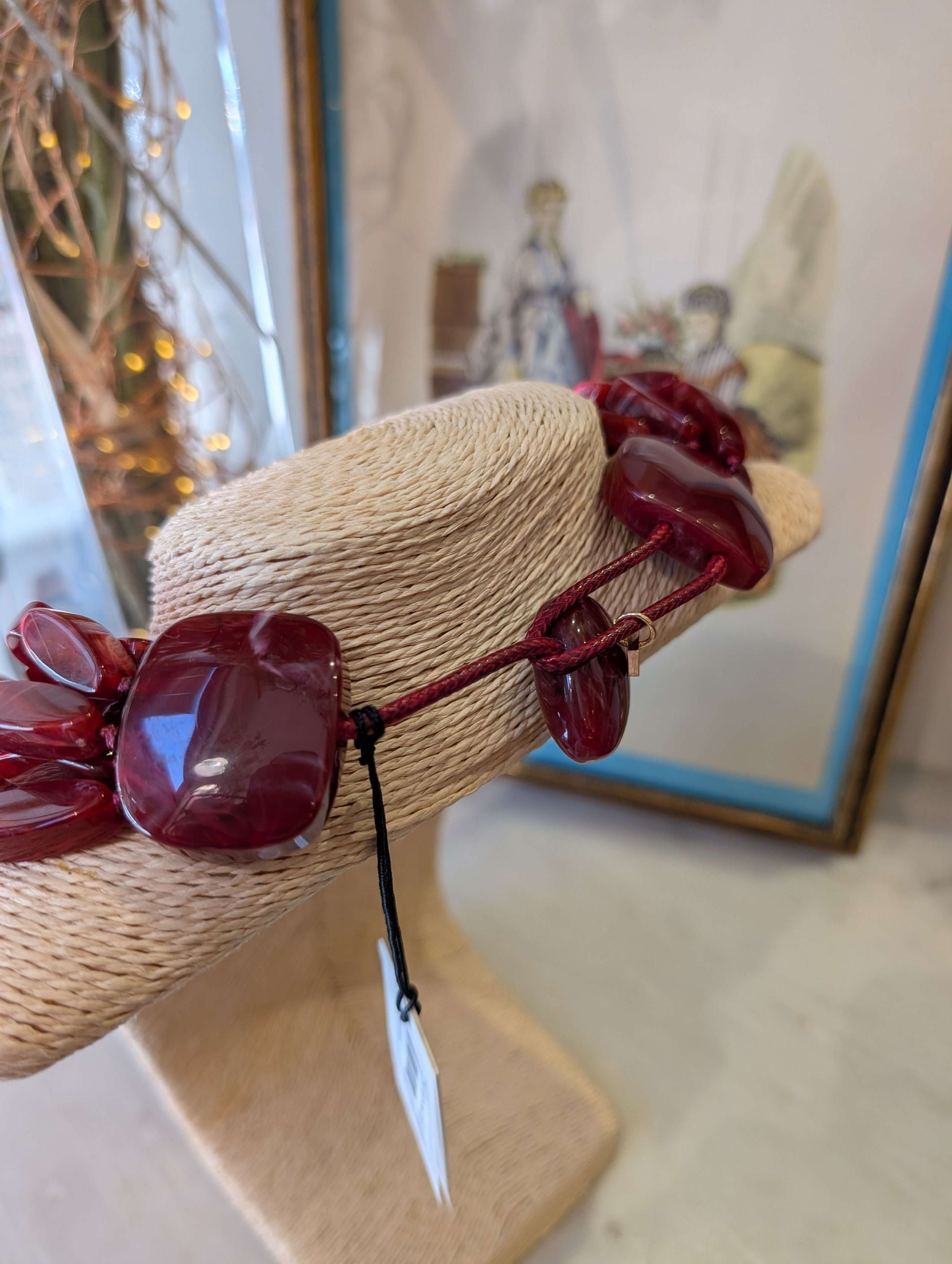 COLLANA AGATA MULTIFILO IN RESINA ROSSO - NALI'