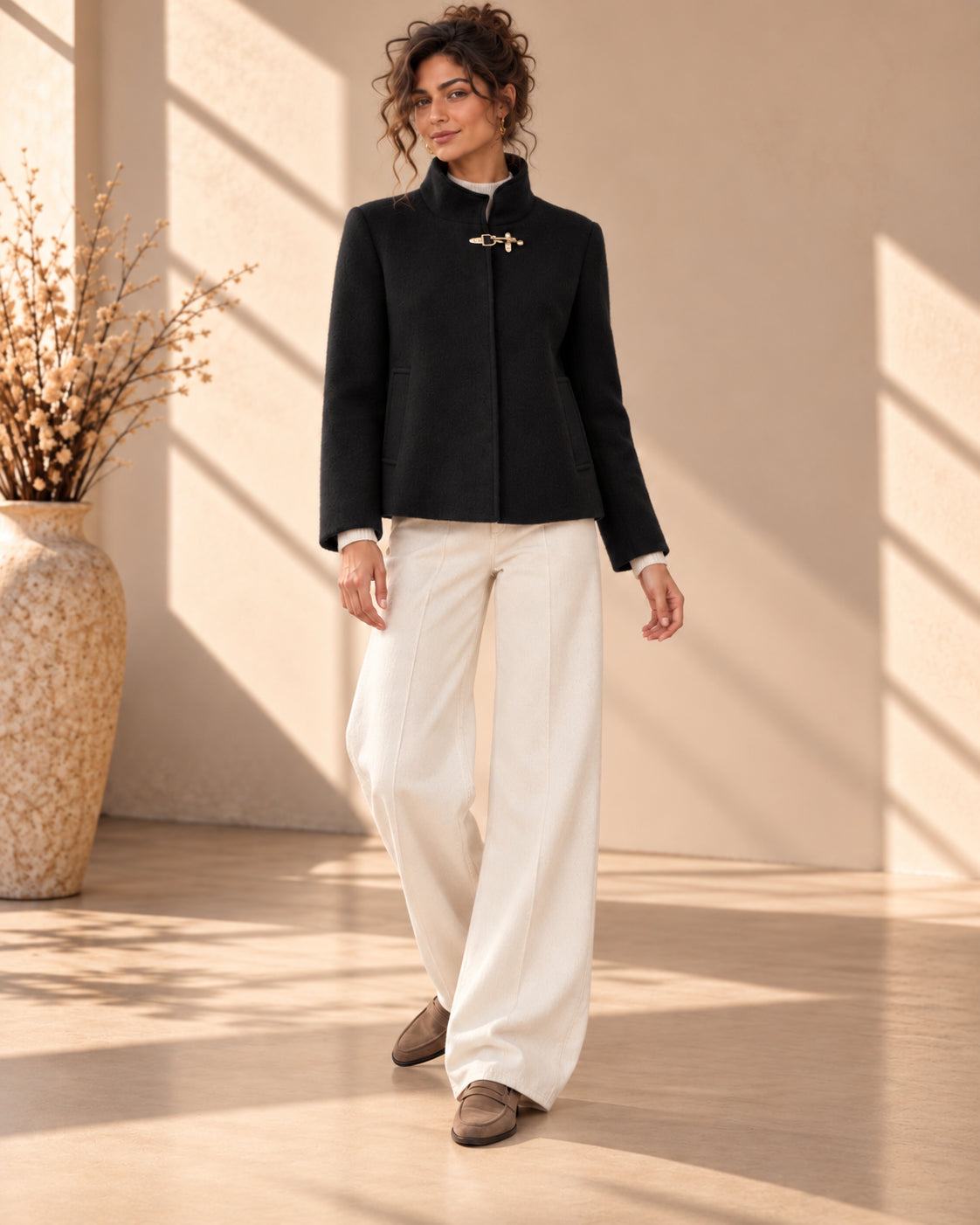 Cropped Coat in panno con dettagli gold - MARKUP DONNA