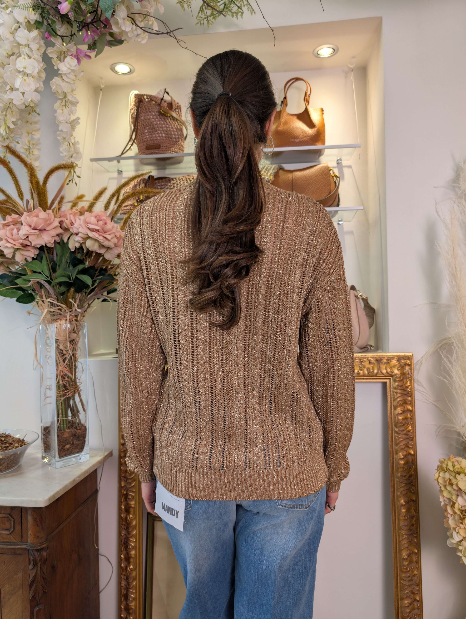 Maglia scollo a V con trafori e lurex - MARKUP DONNA