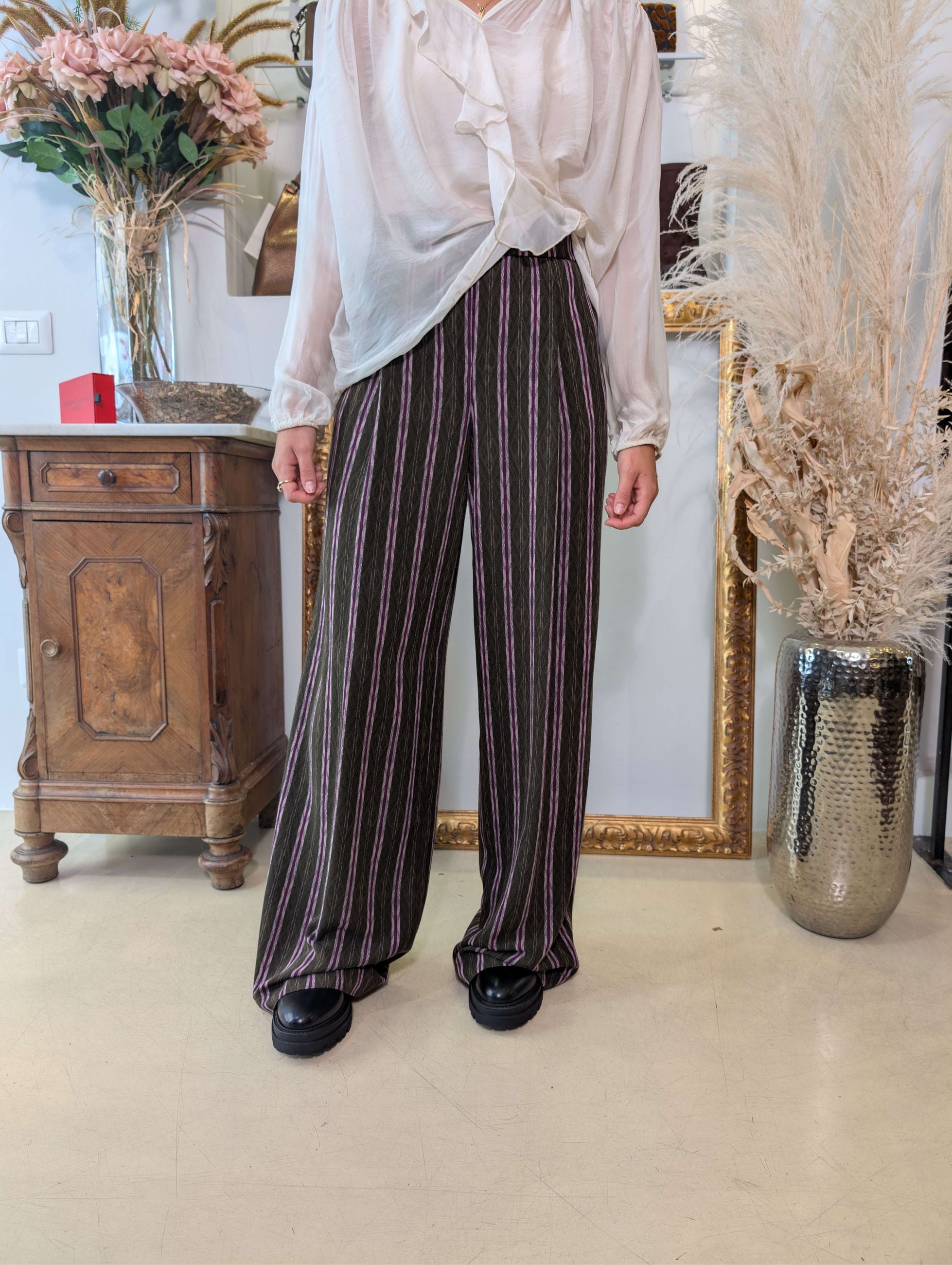 Pantalone palazzo in viscosa jacquard - DIXIE