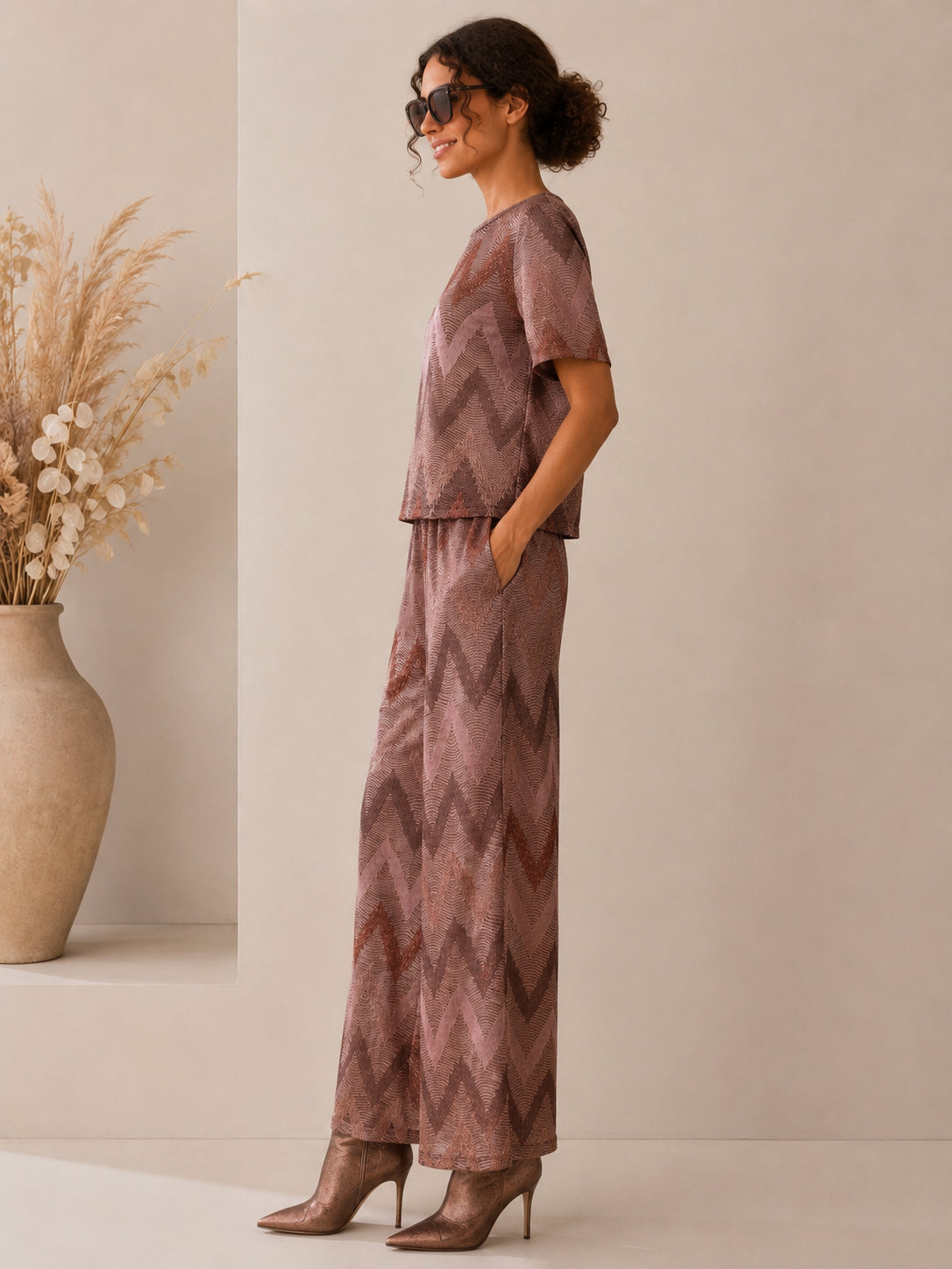 T-shirt in morbido jersey jacquard - VICOLO