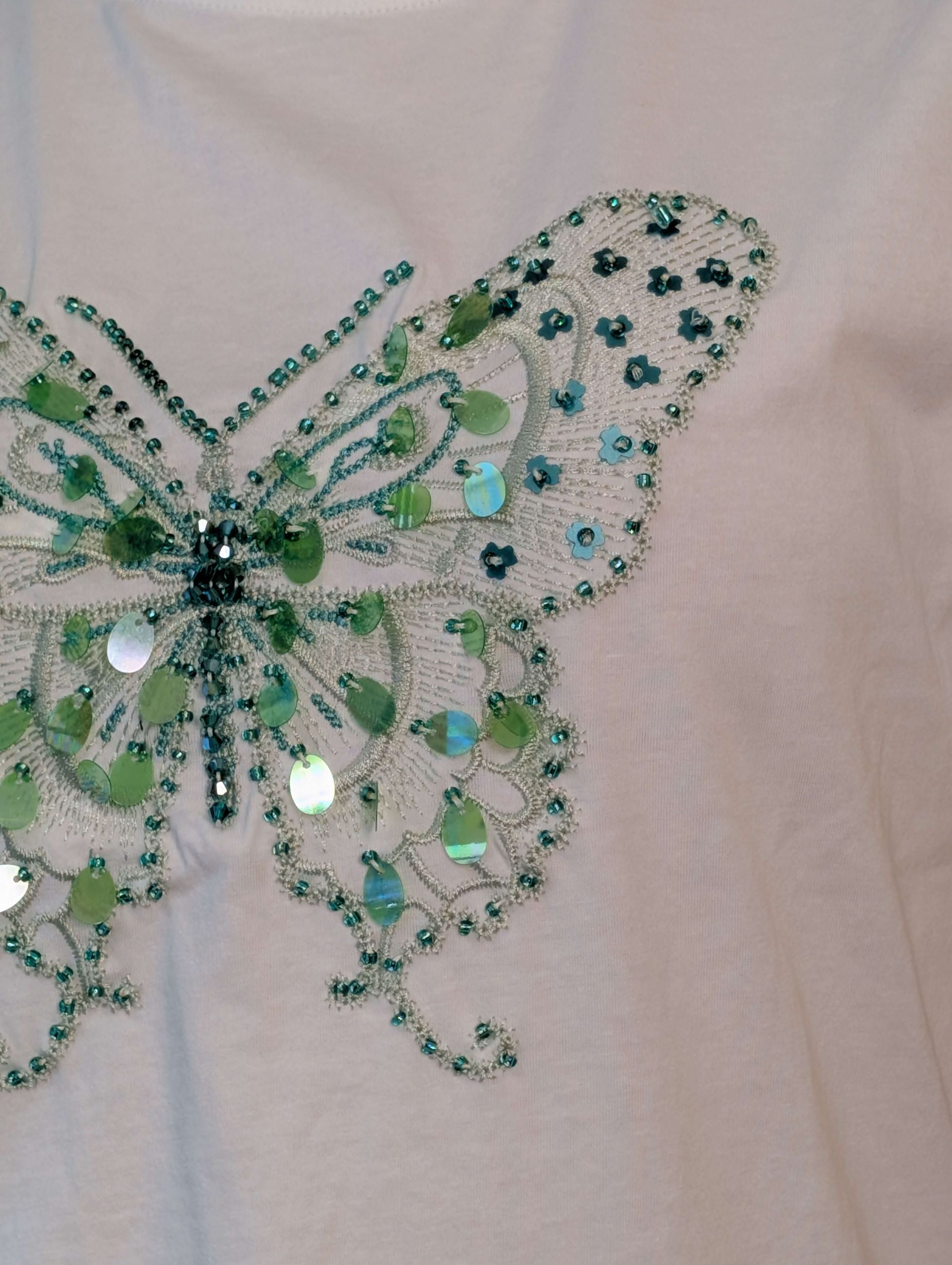 T-shirt ricamo green butterfly - Sandro Ferrone