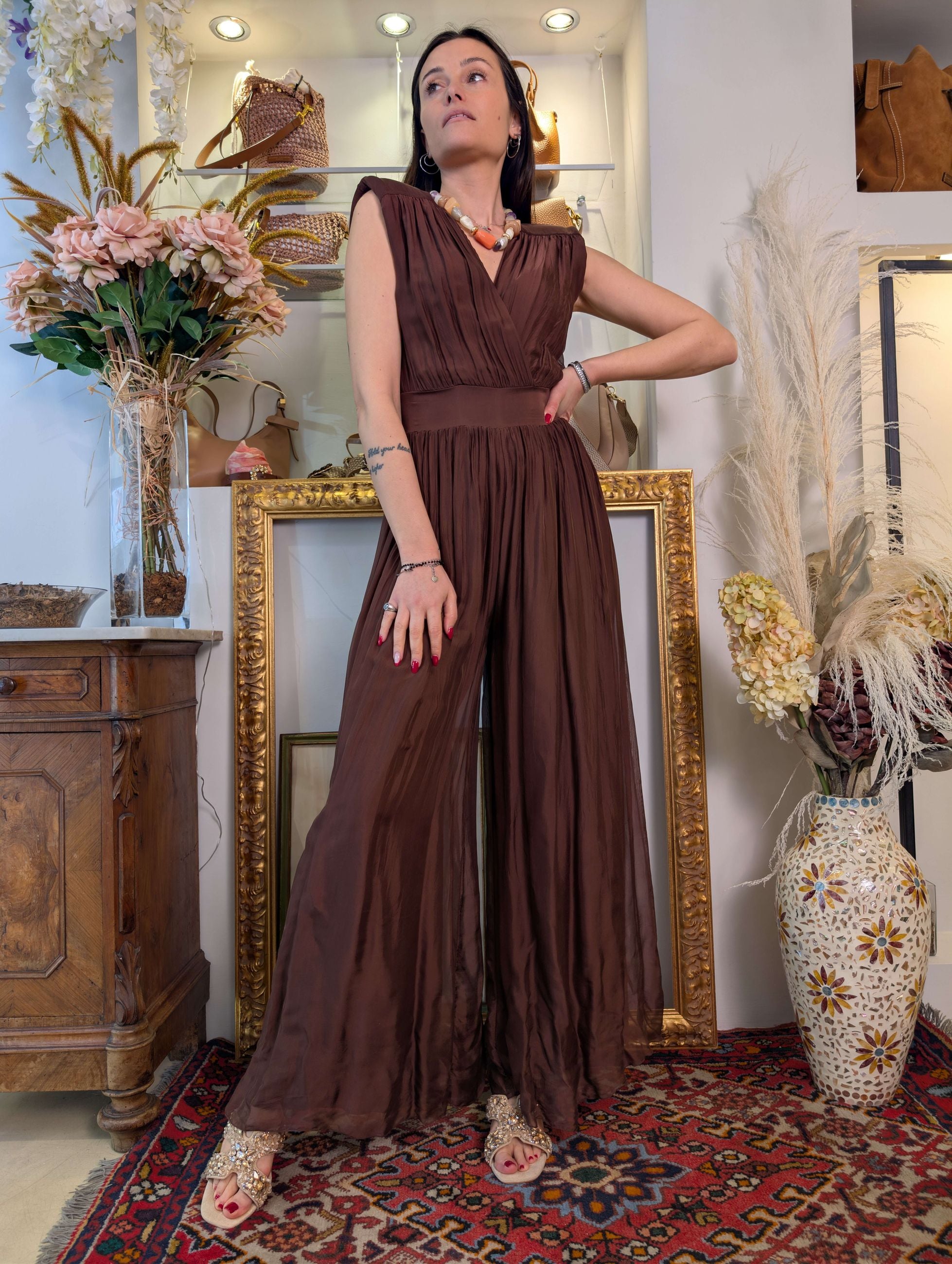 Jumpsuit smanicata in misto seta - HAVE ONE