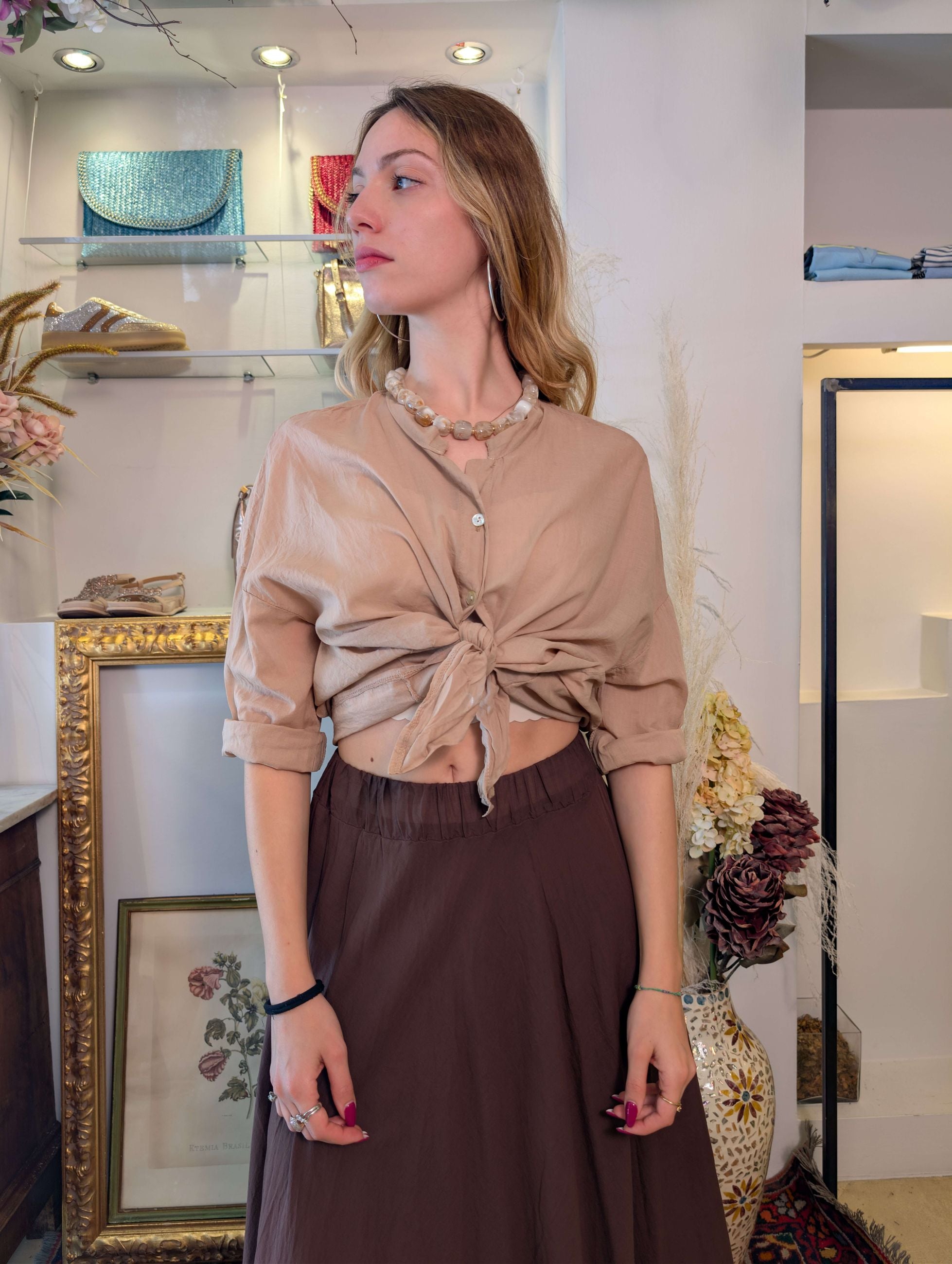 Camicia coreana in mussola di cotone - SHE_FLORENCE_LAB