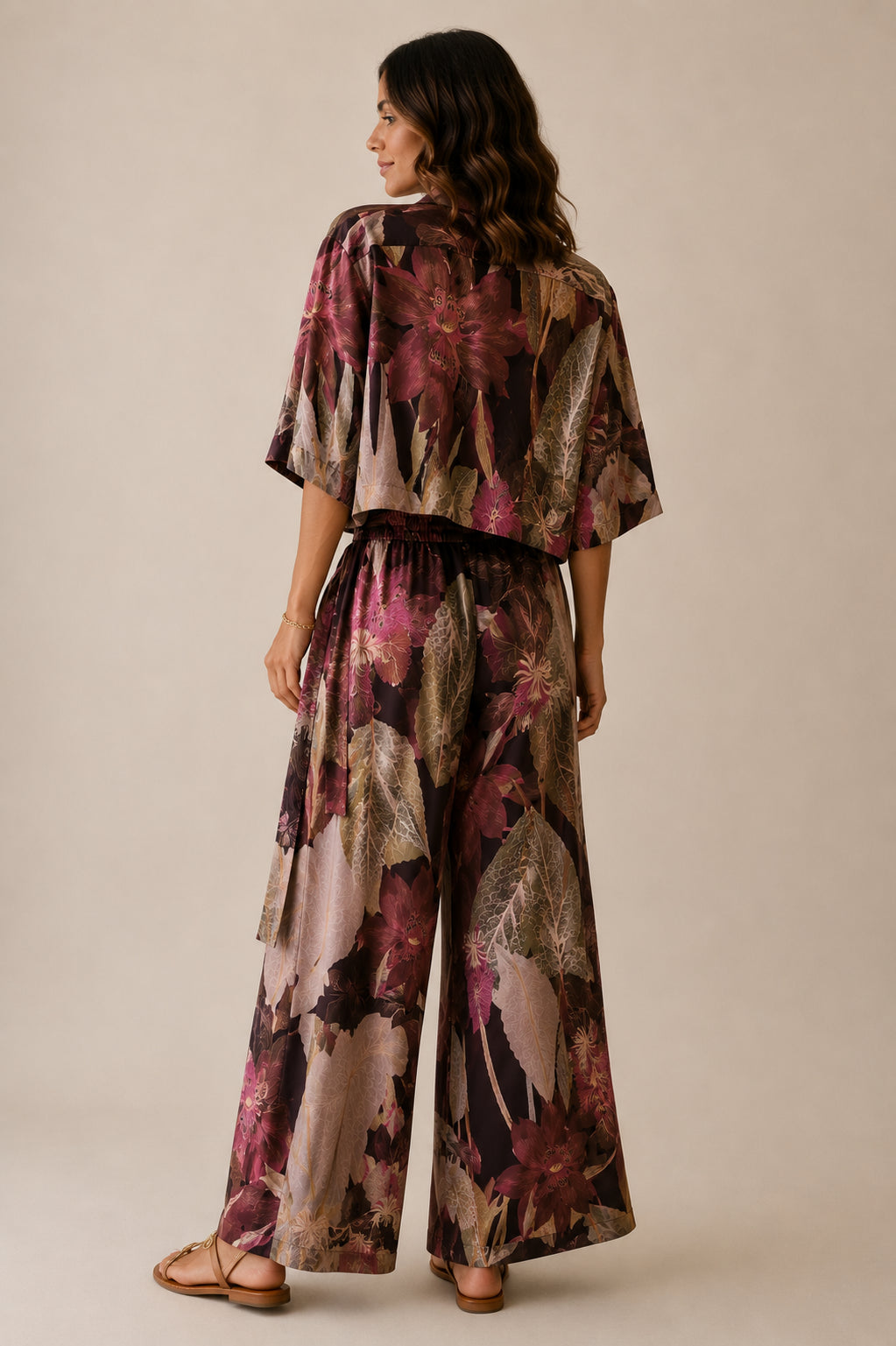 Panta palazzo in raso fantasia jungle - MARKUP DONNA