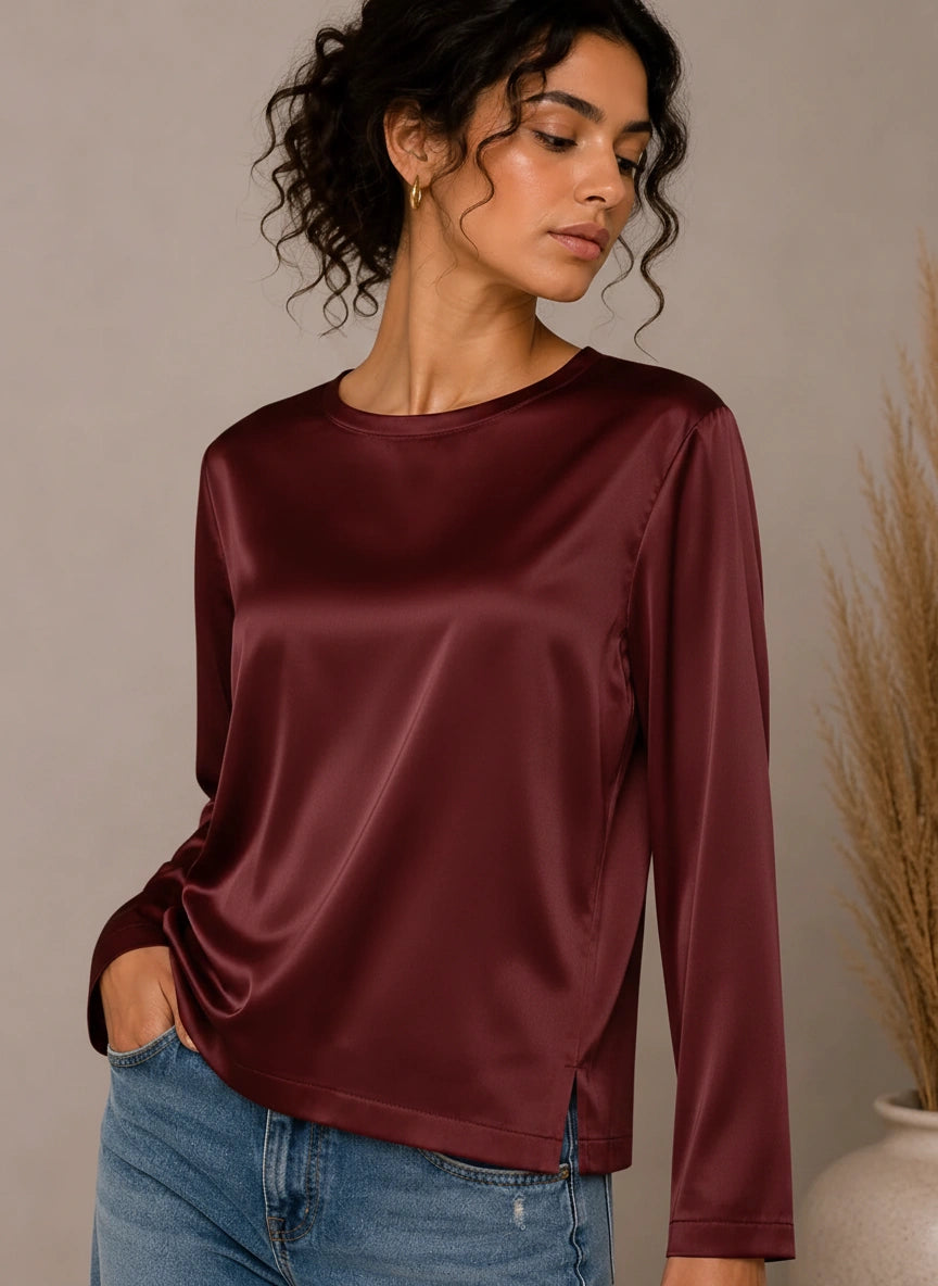 Satin Fluid Blouse - SHE_FLORENCE_LAB