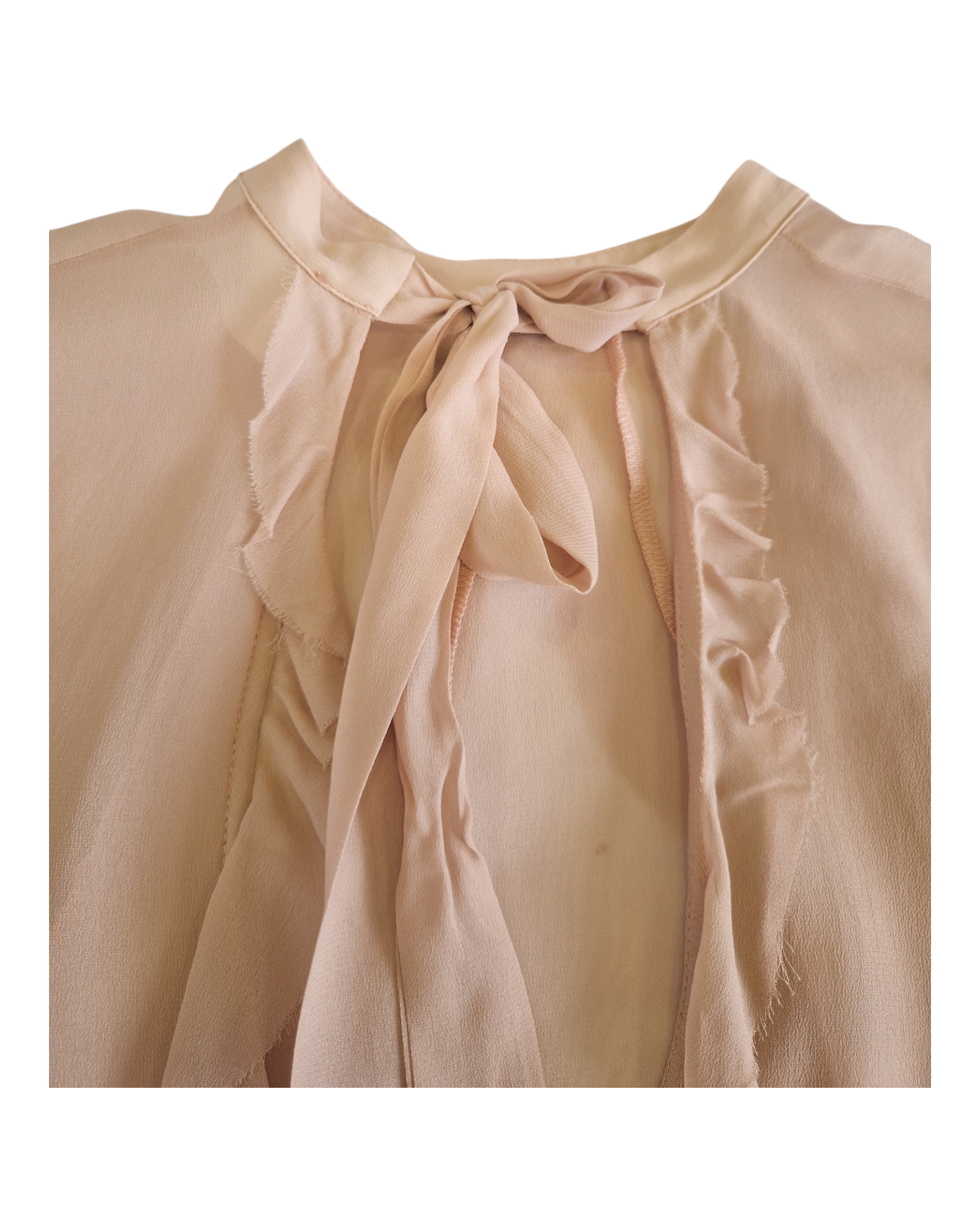 BLUSA CON ROUCHE IN CHIFFON - SOLO TRE