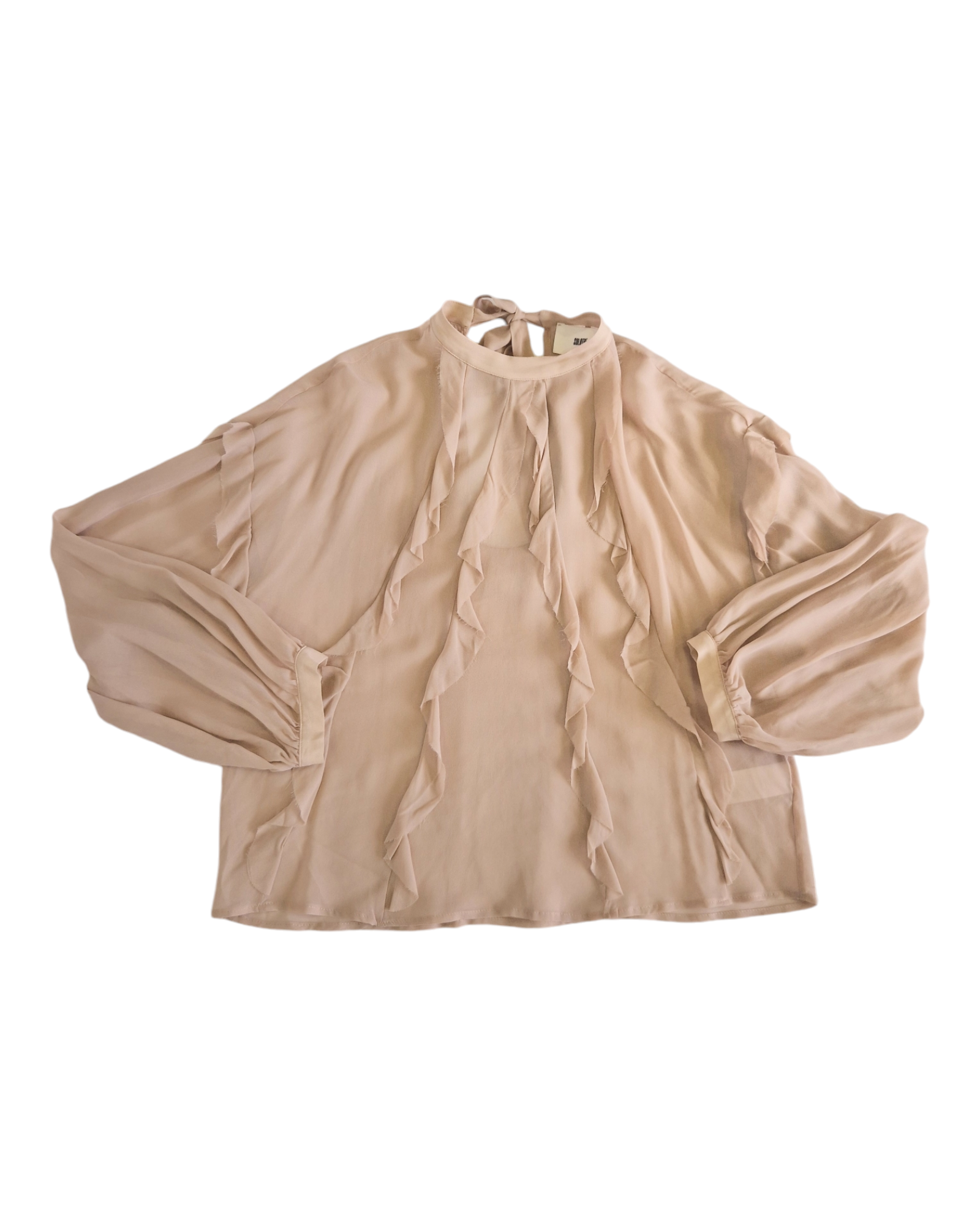 BLUSA CON ROUCHE IN CHIFFON - SOLO TRE