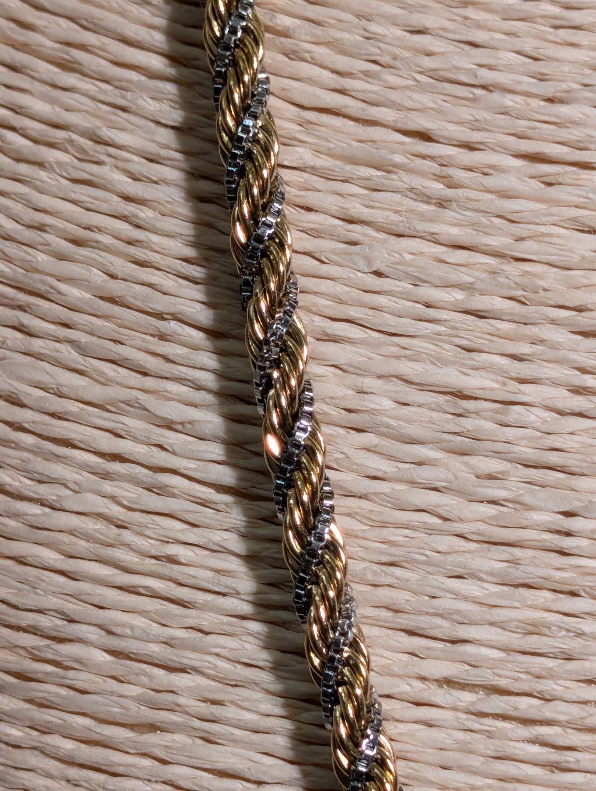 COLLANA LUNGA CON INTRECCIO ORO/ARGENTO - NALI'