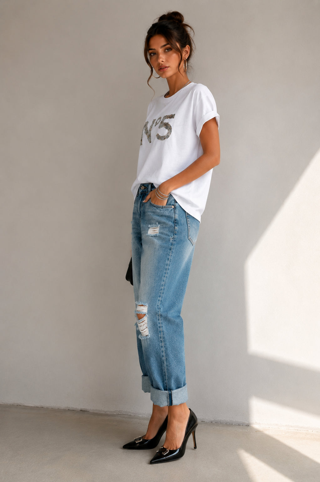T-shirt N° 5 in paillettes - TENSIONE IN