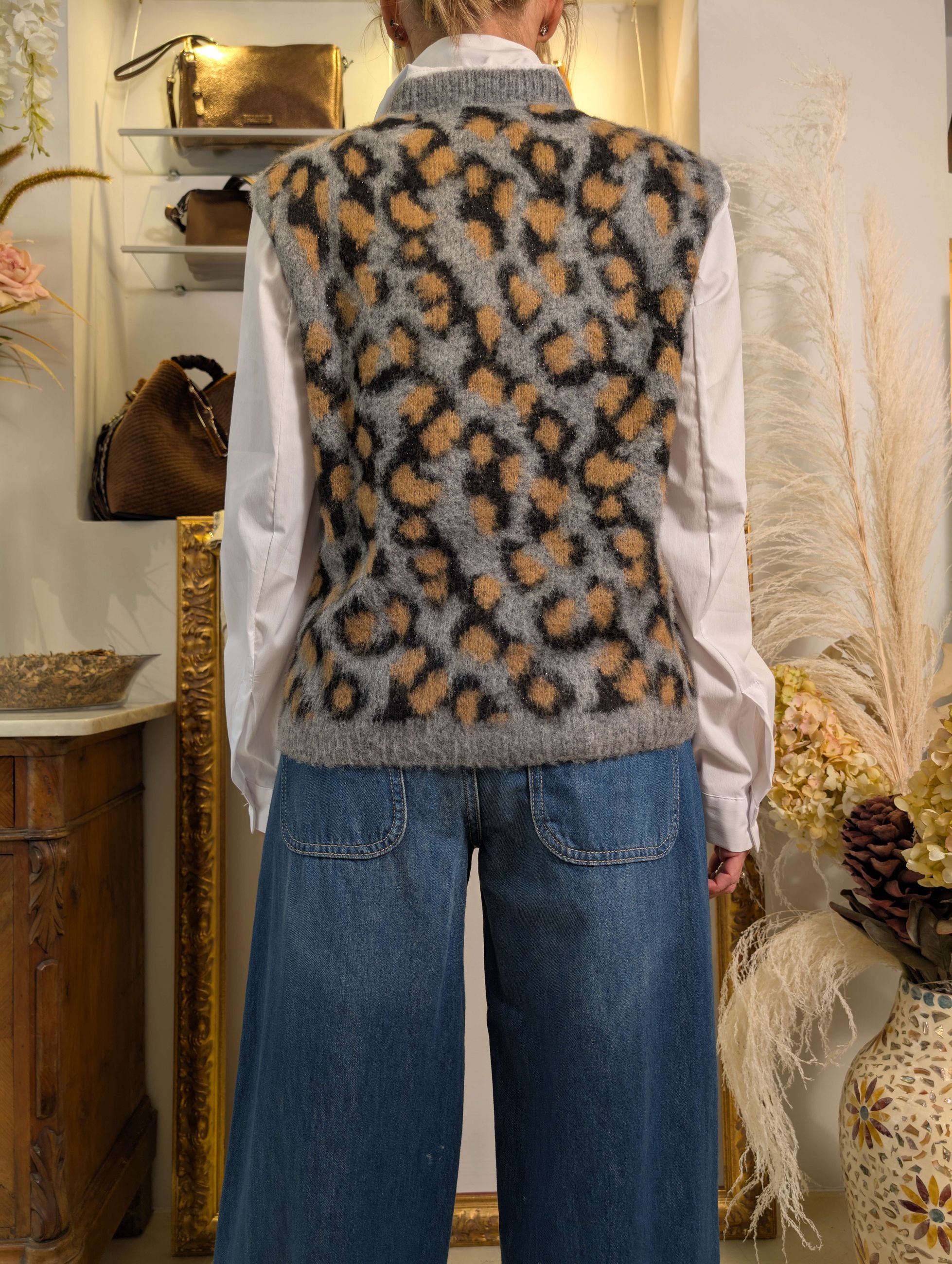Gilet jacquard maculato con lurex - HAVE ONE