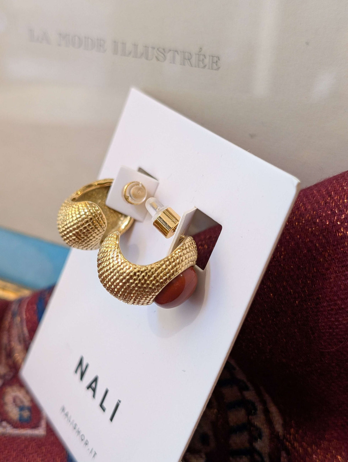 ORECCHINI VINTAGE CON PIETRA ROSSO ORO - NALI'