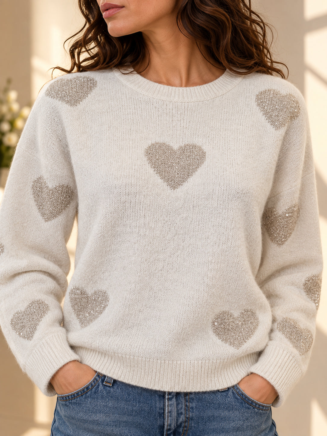 Maglia girocollo con cuori - SHE_FLORENCE_LAB