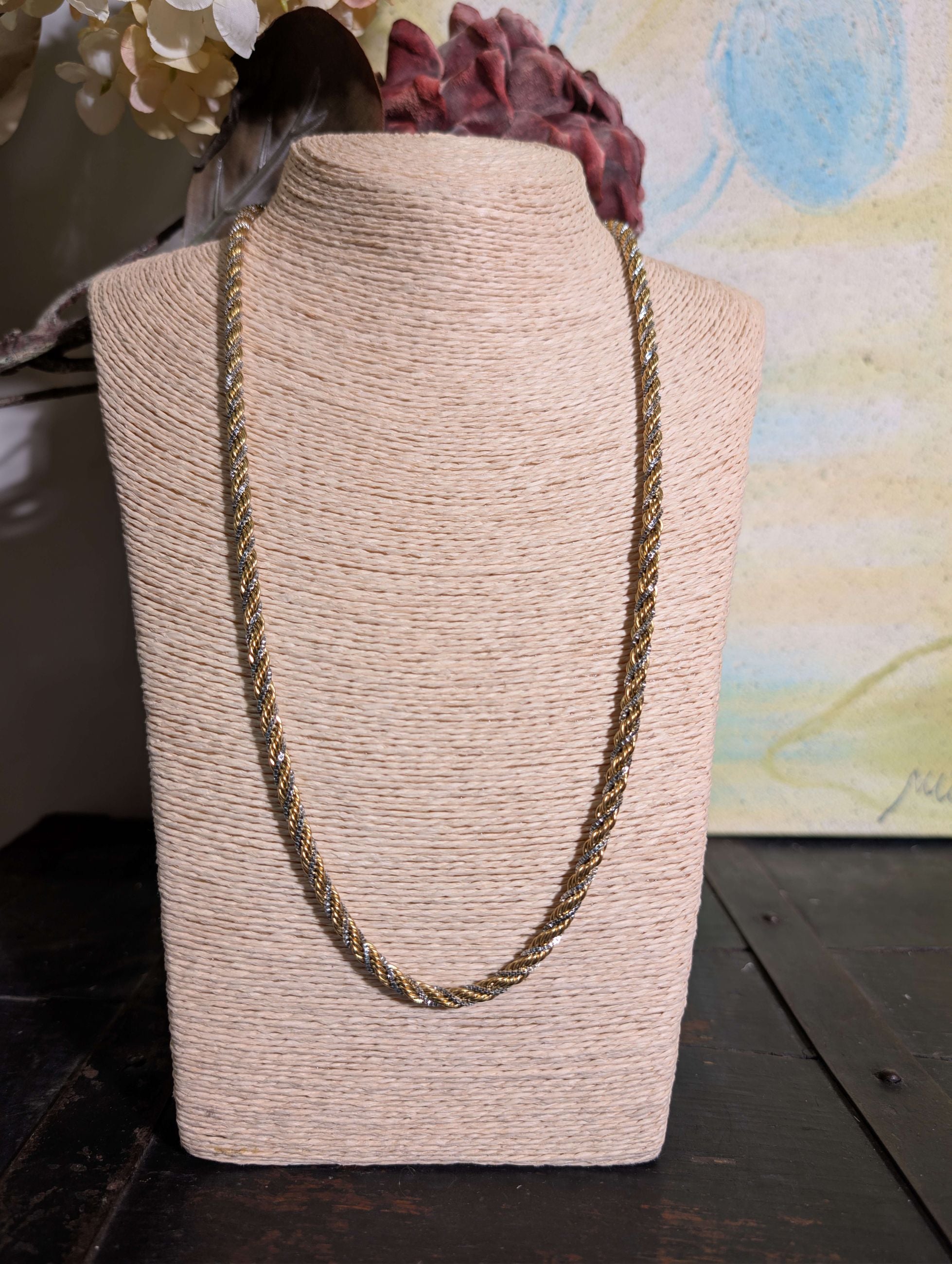 COLLANA LUNGA CON INTRECCIO ORO/ARGENTO - NALI'