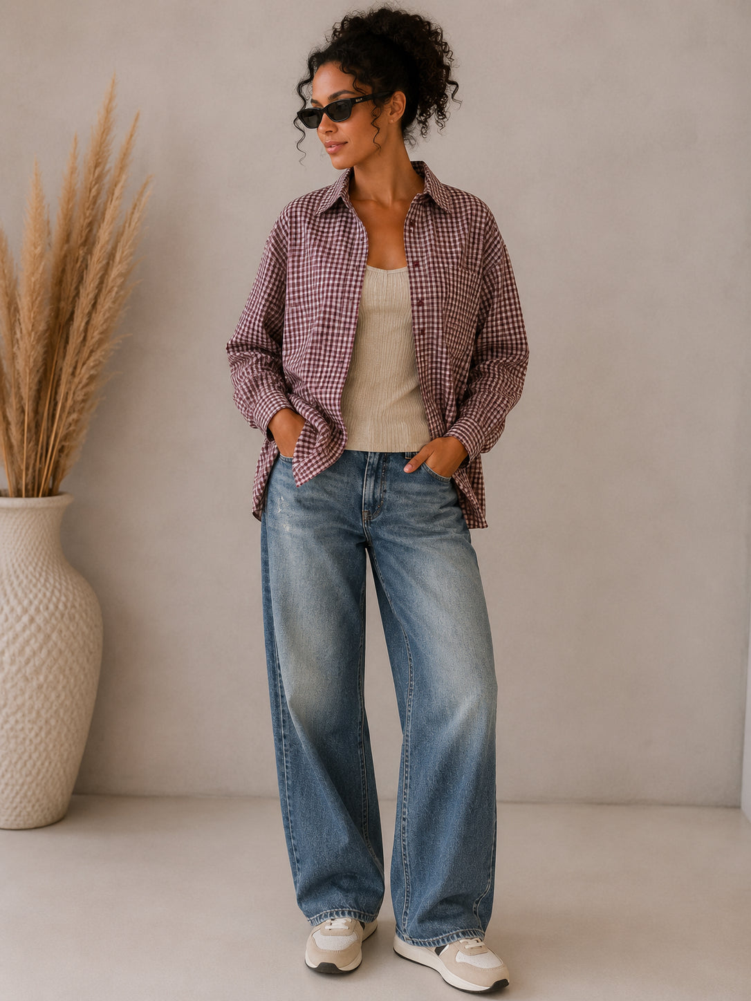 Camicia over in cotone microquadretto - VICOLO