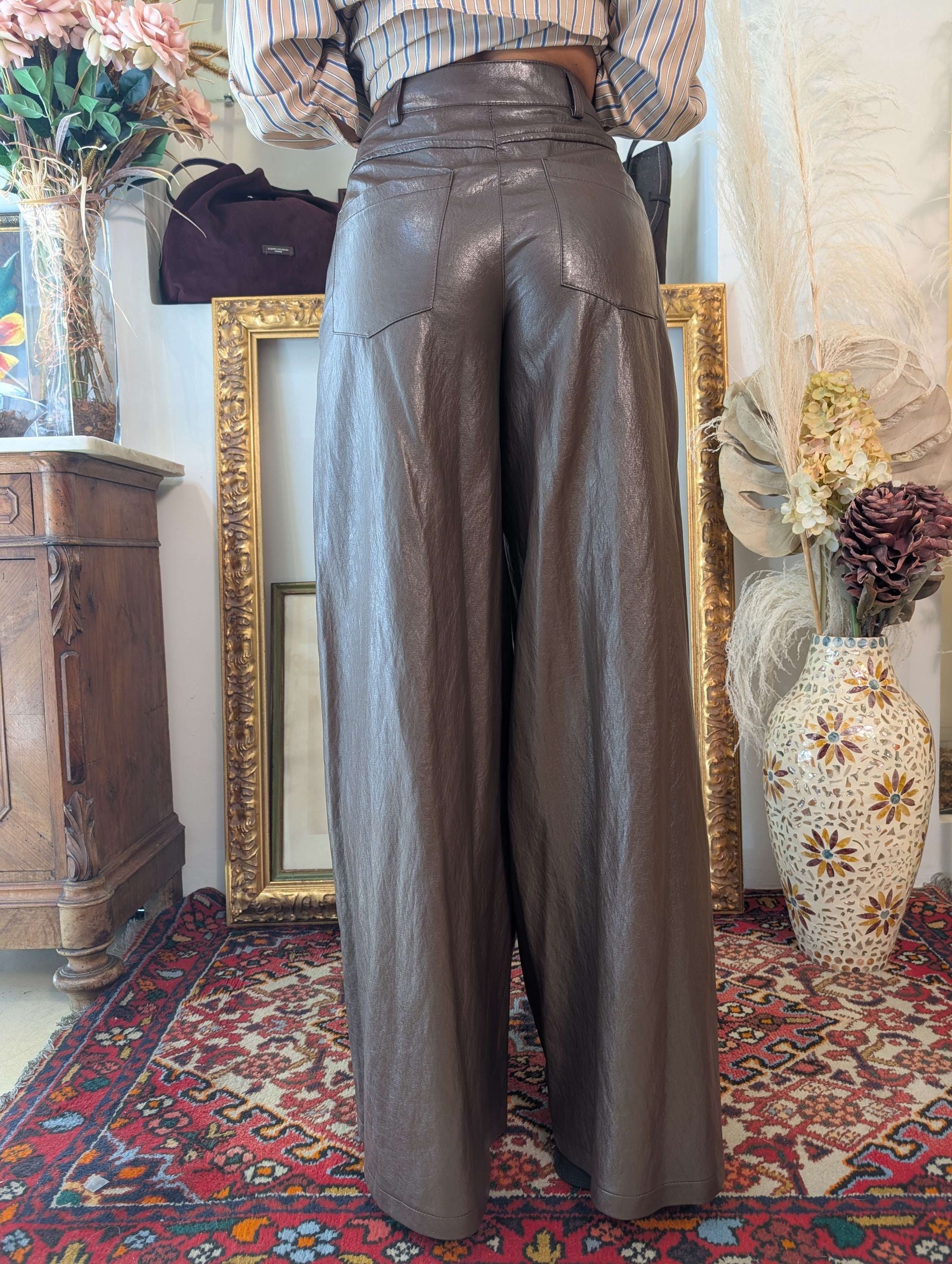 Pantalone wide leg effetto pelle - HAVE ONE